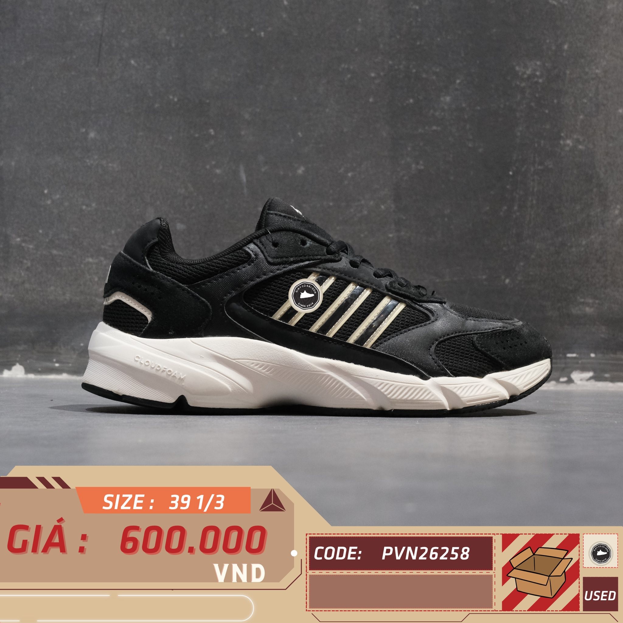 Adidas Crazychaos 2000 Core Black - IH0456 - Size 39 1/3 - GIÀY 2HAND CHÍNH HÃNG PVN26258