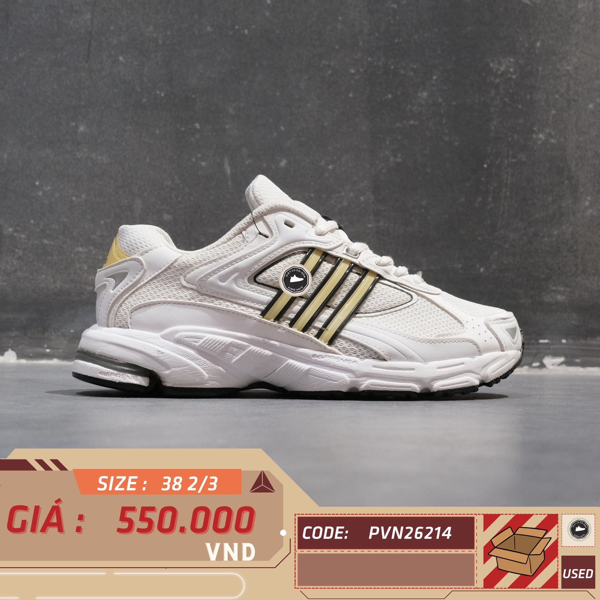 Adidas Response CL Cloud White Gold Metallic - FX6166 - Size 38 2/3 - GIÀY 2HAND CHÍNH HÃNG PVN26214