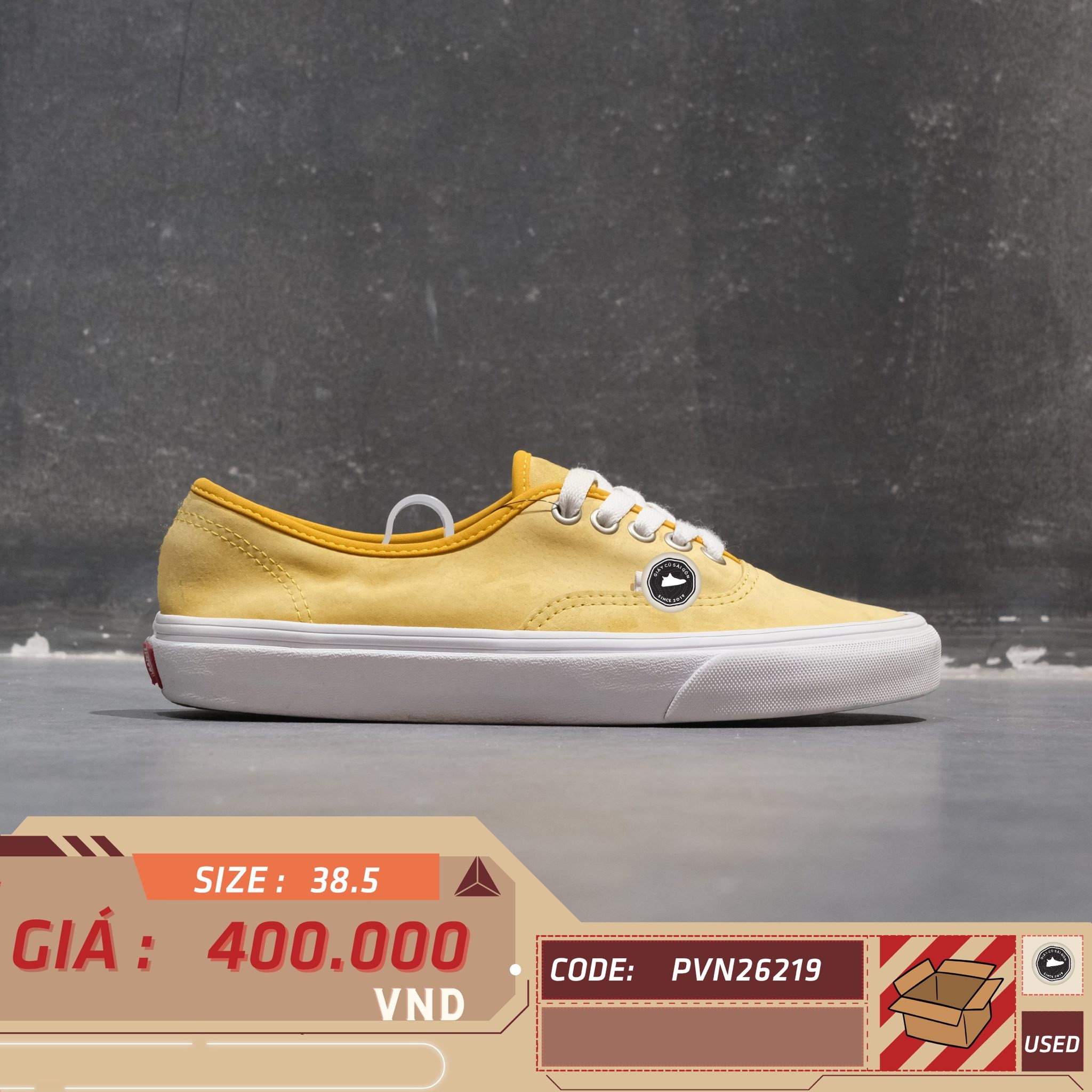 Vans Authentic Pig Suede Ochre - VN0A38EMU58 - Size 38.5 - GIÀY 2HAND CHÍNH HÃNG PVN26219