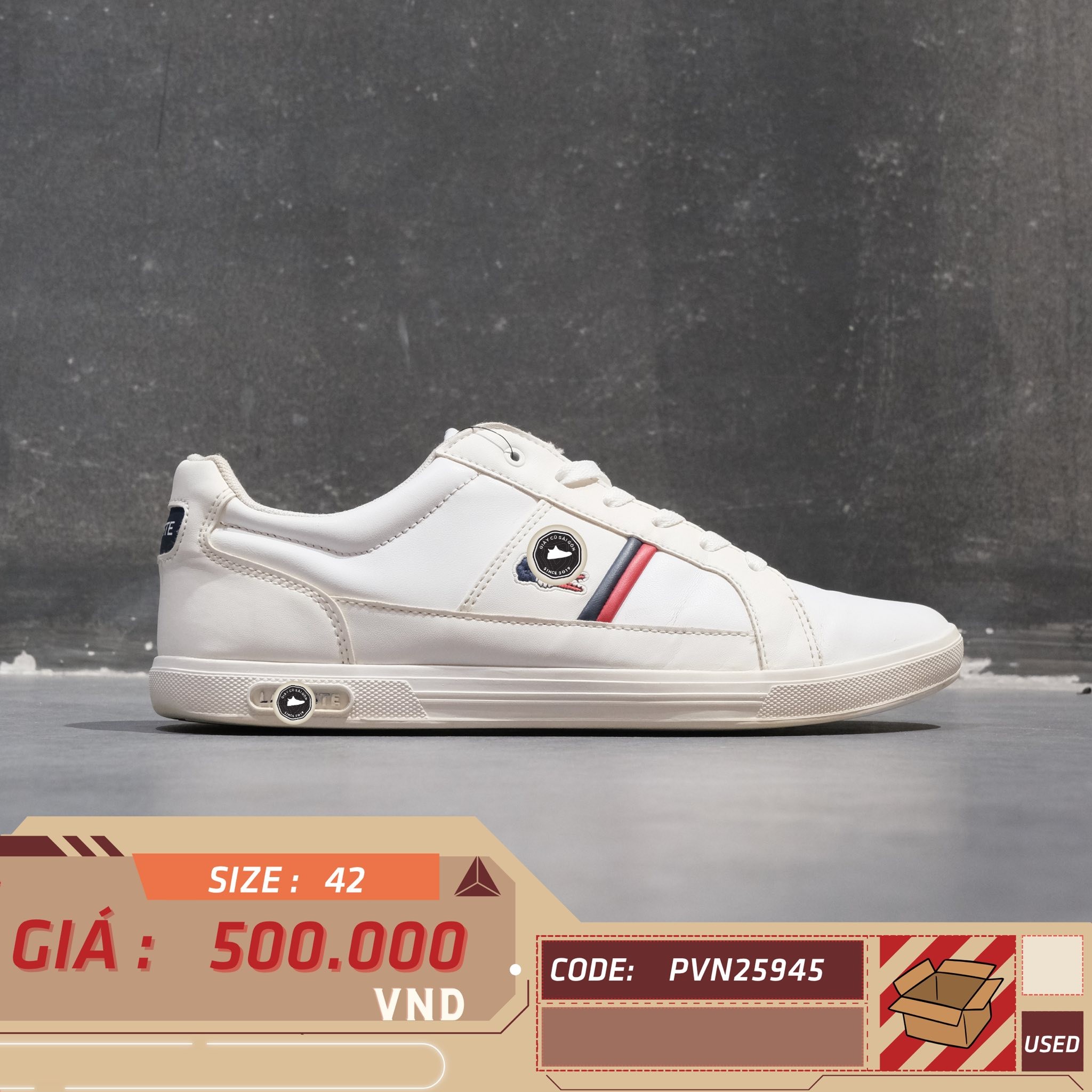 Lacoste Europa TRI 1 White Navy Red - 7-39SMA0031407 - Size 42 - GIÀY 2HAND CHÍNH HÃNG PVN25945