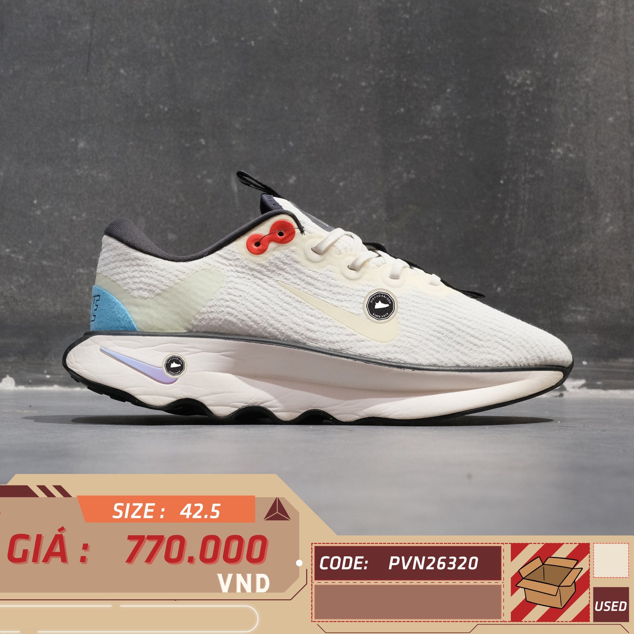 Nike Motiva SE Pale Ivory Lime Blast - FJ1058-100 - Size 42.5 - GIÀY 2HAND CHÍNH HÃNG PVN26320