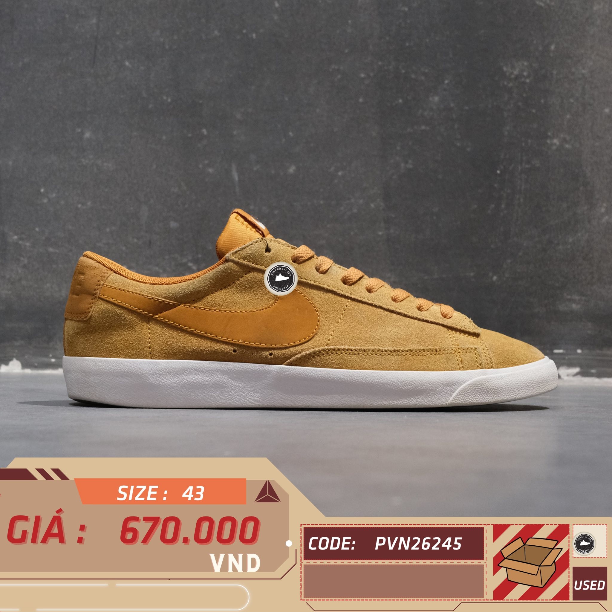 Nike Blazer Low Suede Desert Ochre - AJ9516-700 - Size 43 - GIÀY 2HAND CHÍNH HÃNG PVN26245