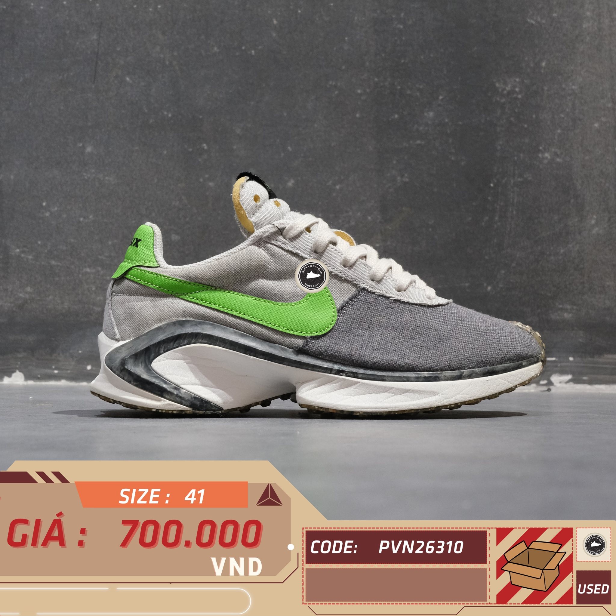 Nike D/MS/X Waffle Smoke Grey Mean Green - CW6914-001 - Size 41 - GIÀY 2HAND CHÍNH HÃNG PVN26310