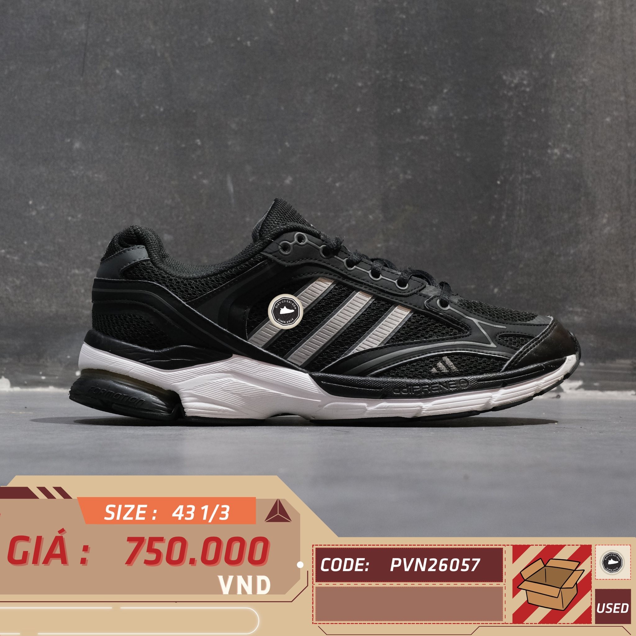 Adidas Spiritain 2000 Core Black Silver - GY8010 - Size 43 1/3 - GIÀY 2HAND CHÍNH HÃNG PVN26057