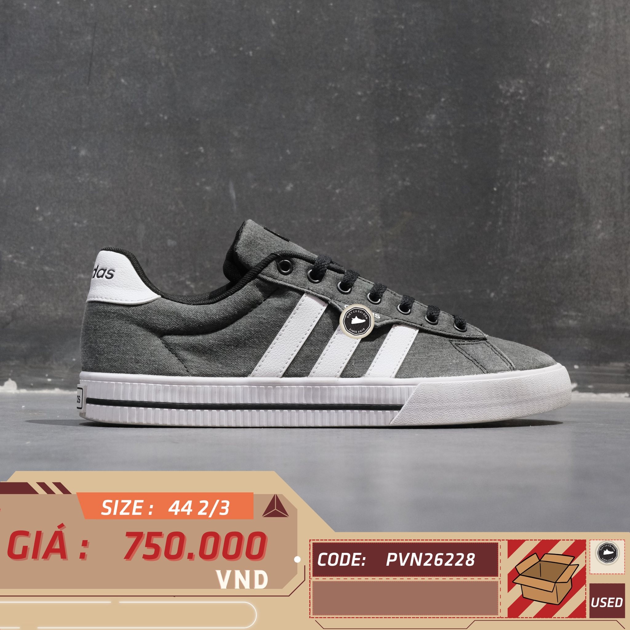 Adidas Daily 3.0 Grey White - FW7033 - Size 44 2/3 - GIÀY 2HAND CHÍNH HÃNG PVN26228
