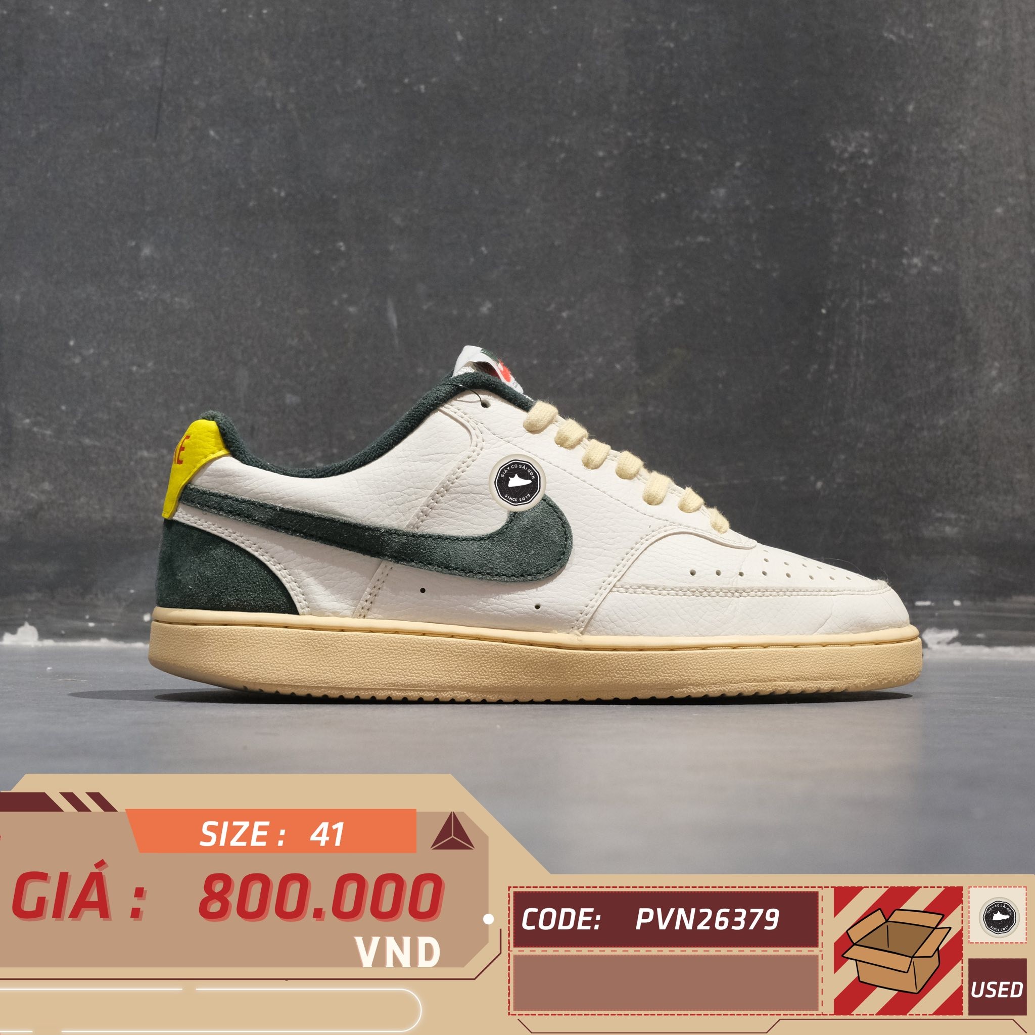 Nike Court Vision Low Sail Pro Green - FD0320-133 - Size 41 - GIÀY 2HAND CHÍNH HÃNG PVN26379