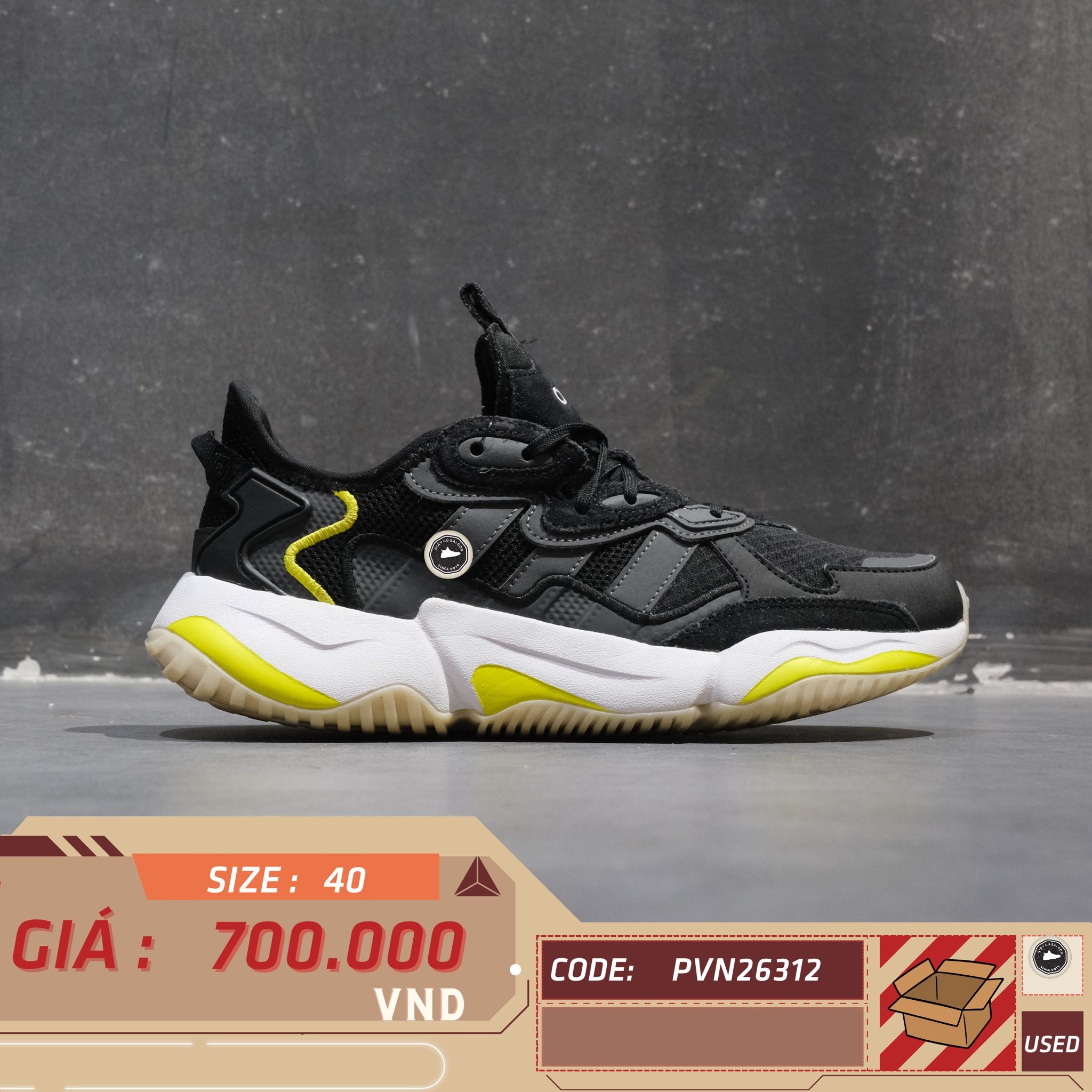 adidas Valerance Core Black Solar Yellow - GY5028 - Size 40 - GIÀY 2HAND CHÍNH HÃNG PVN26312