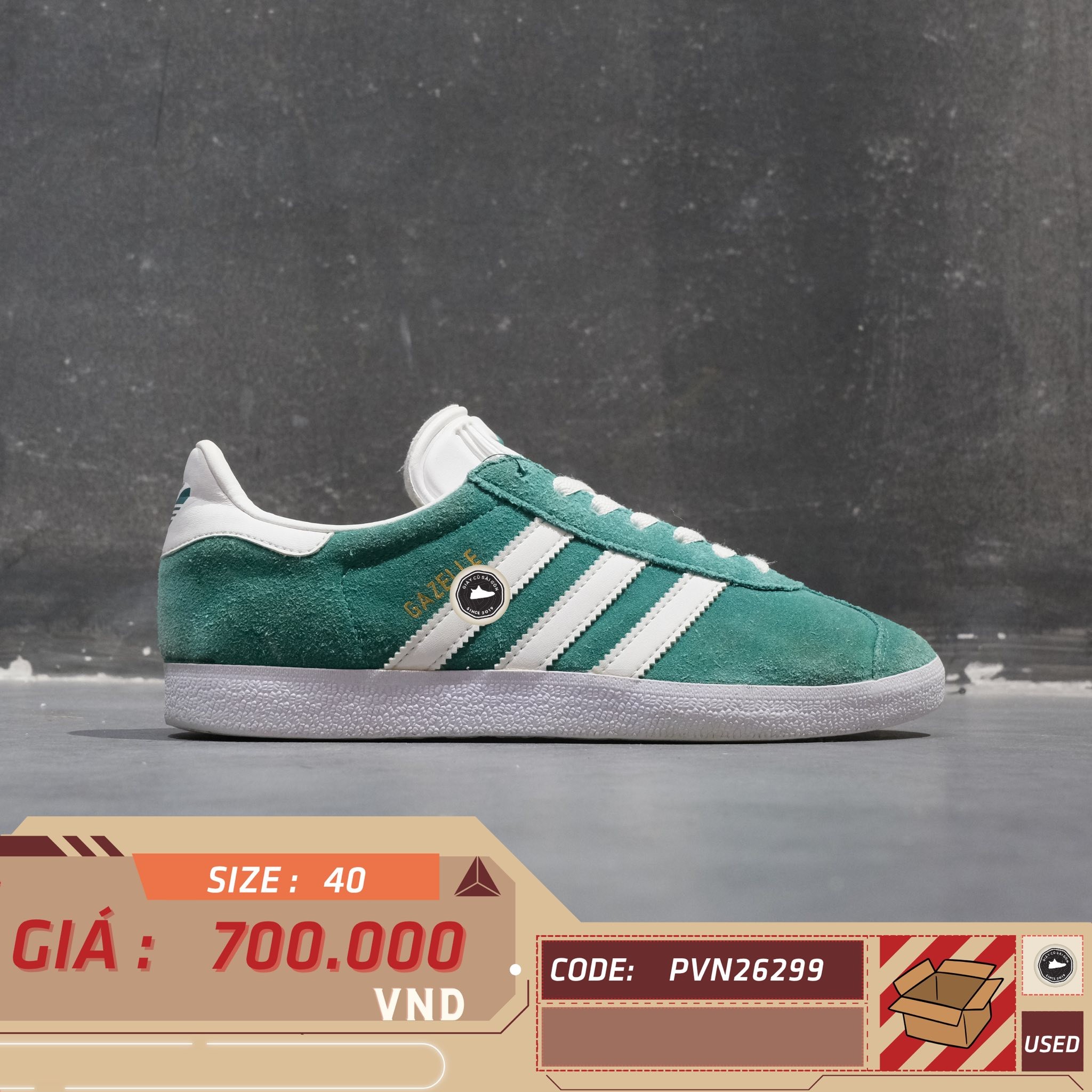 adidas Gazelle Hazy Emerald - FU9672 - Size 40 - GIÀY 2HAND CHÍNH HÃNG PVN26299