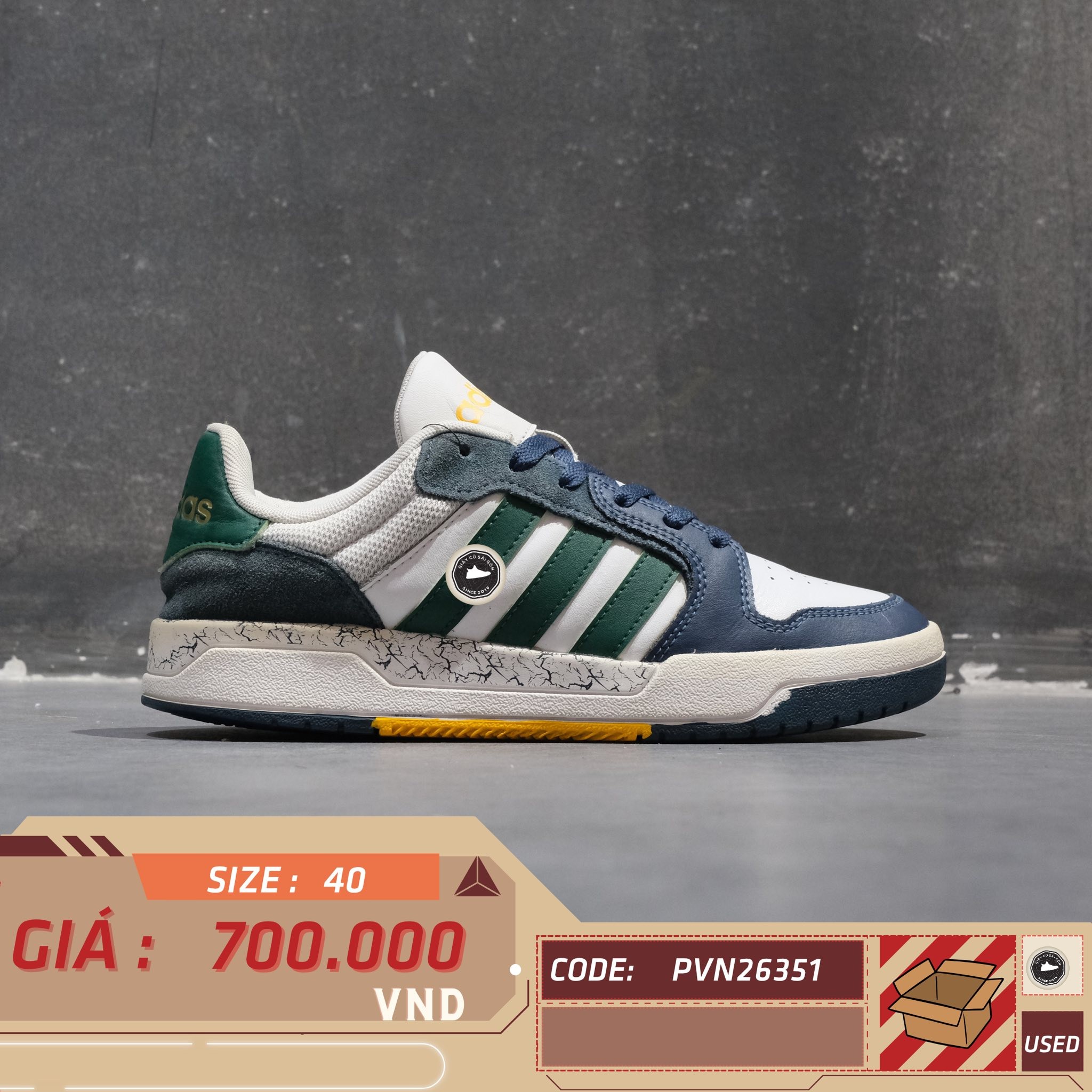 Adidas Entrap Low White Green Navy - JQ5047 - Size 40 - GIÀY 2HAND CHÍNH HÃNG PVN26351