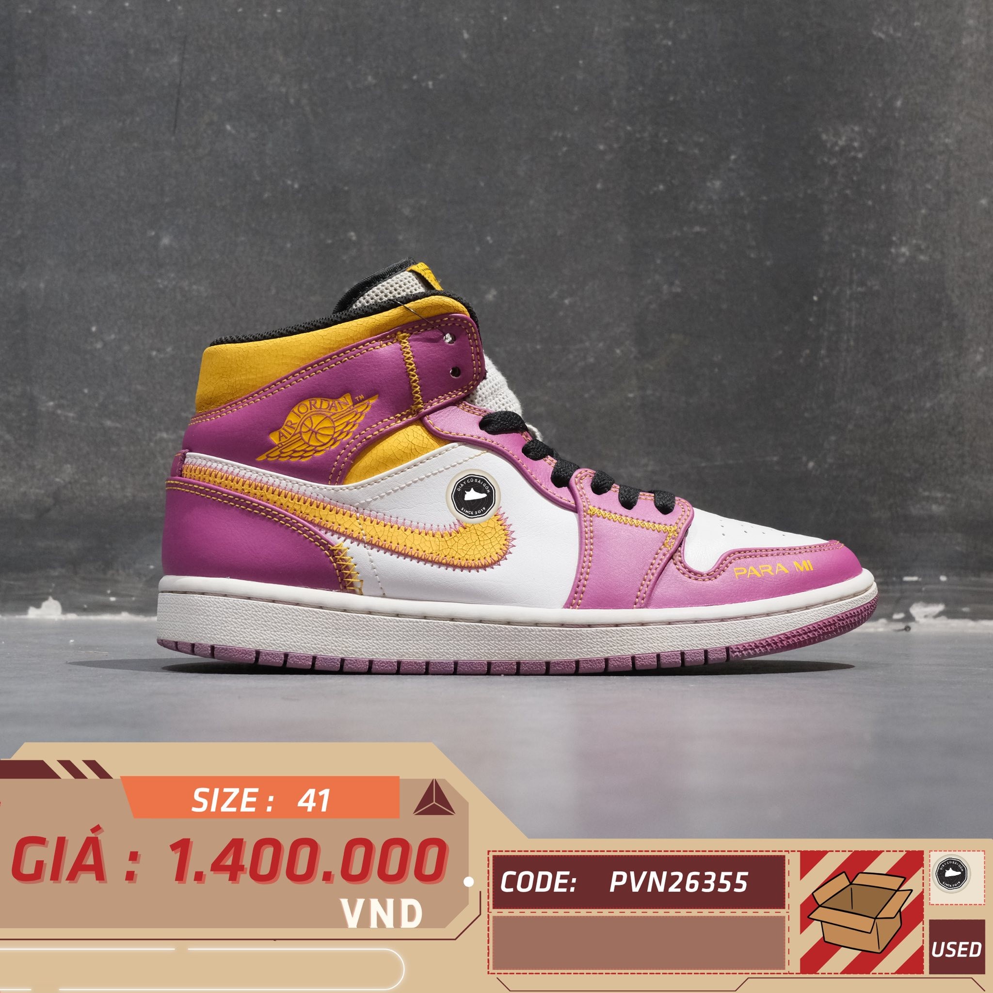 Nike Air Jordan 1 Mid 'Día de Muertos' - DC0350-100 - Size 41 - GIÀY 2HAND CHÍNH HÃNG PVN26355