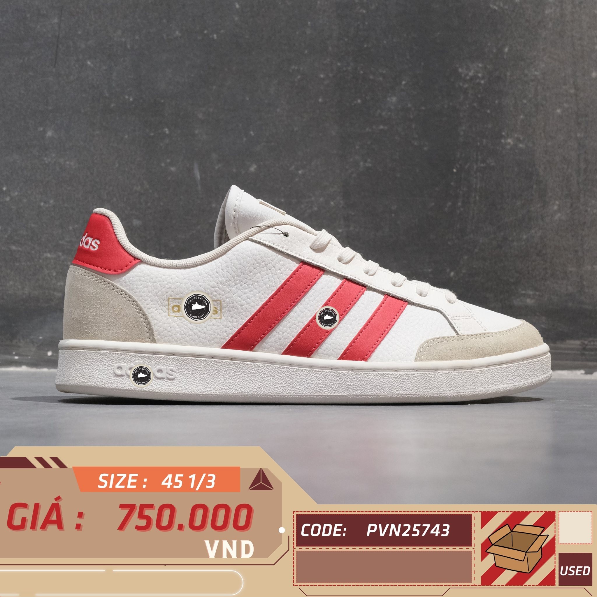 Adidas Grand Court SE White Scarlet - FY8169 - Size 45 1/3 - GIÀY 2HAND CHÍNH HÃNG PVN25743
