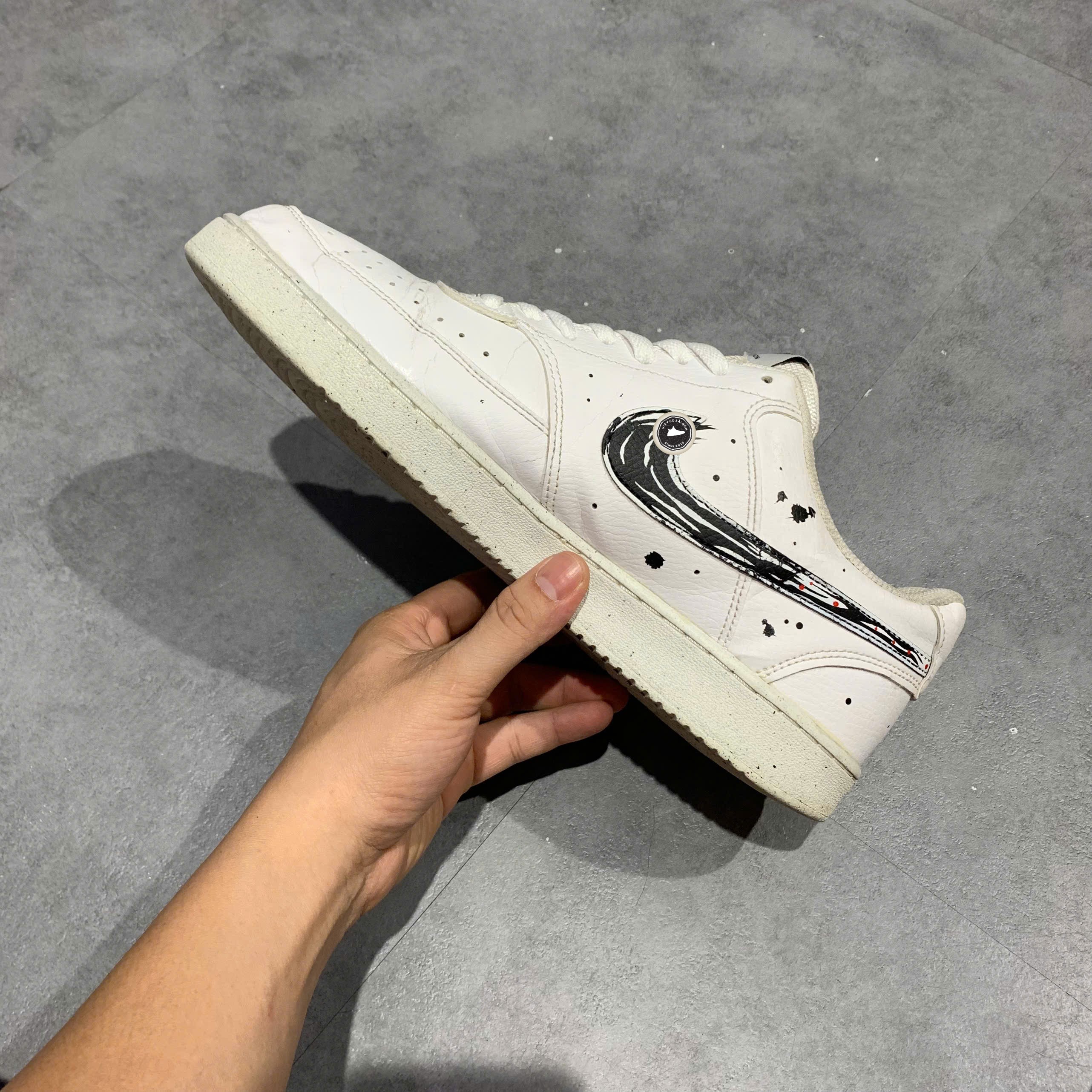 Nike Court Vision Low Next Nature Brushstroke Swoosh  - DH2987-101 - Size 44.5 - GIÀY 2HAND CHÍNH HÃNG PVN25909