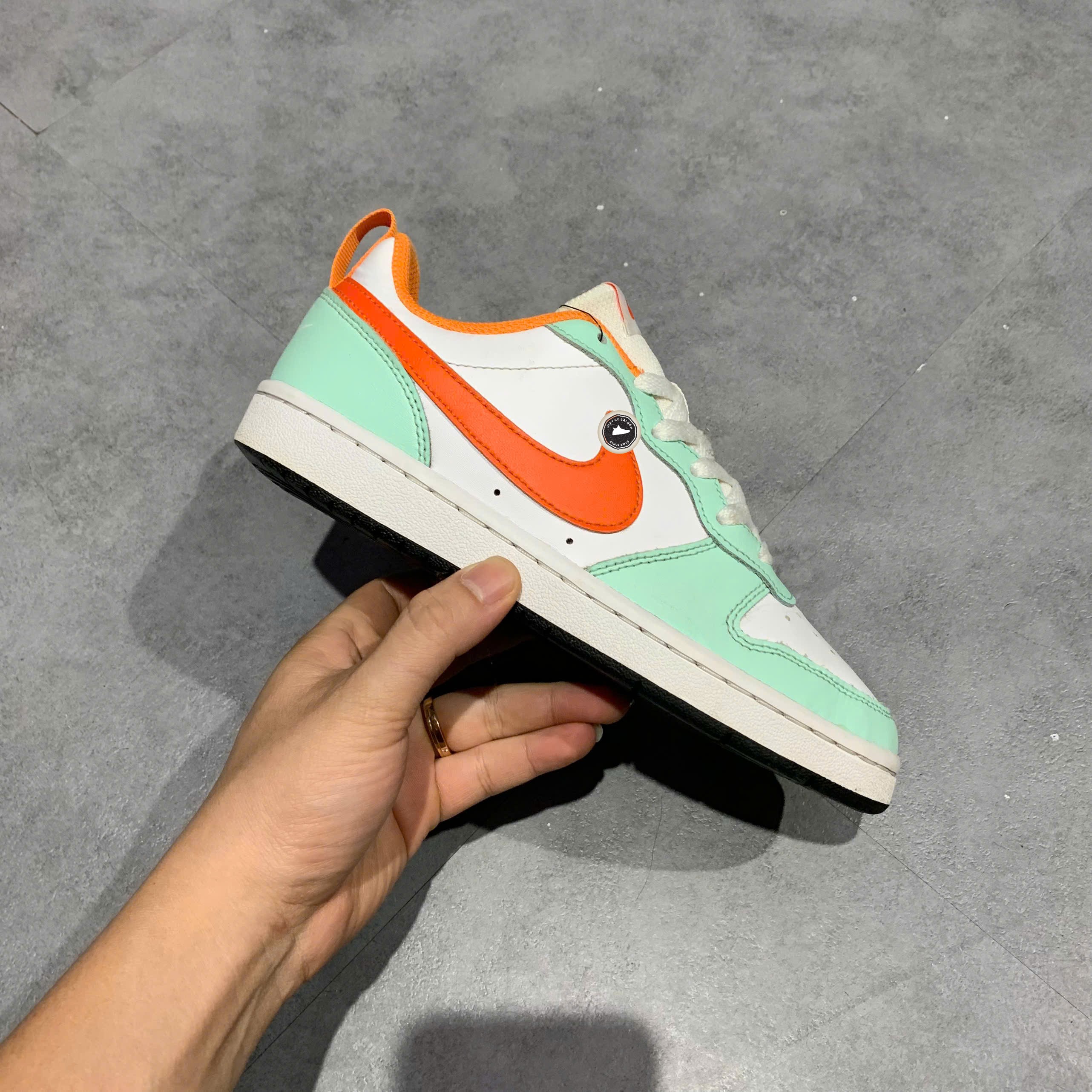 Nike Court Borough Low 2 GS Mint Foam Safety Orange - FN3687 181 - Size 36 - GIÀY 2HAND CHÍNH HÃNG PVN22950