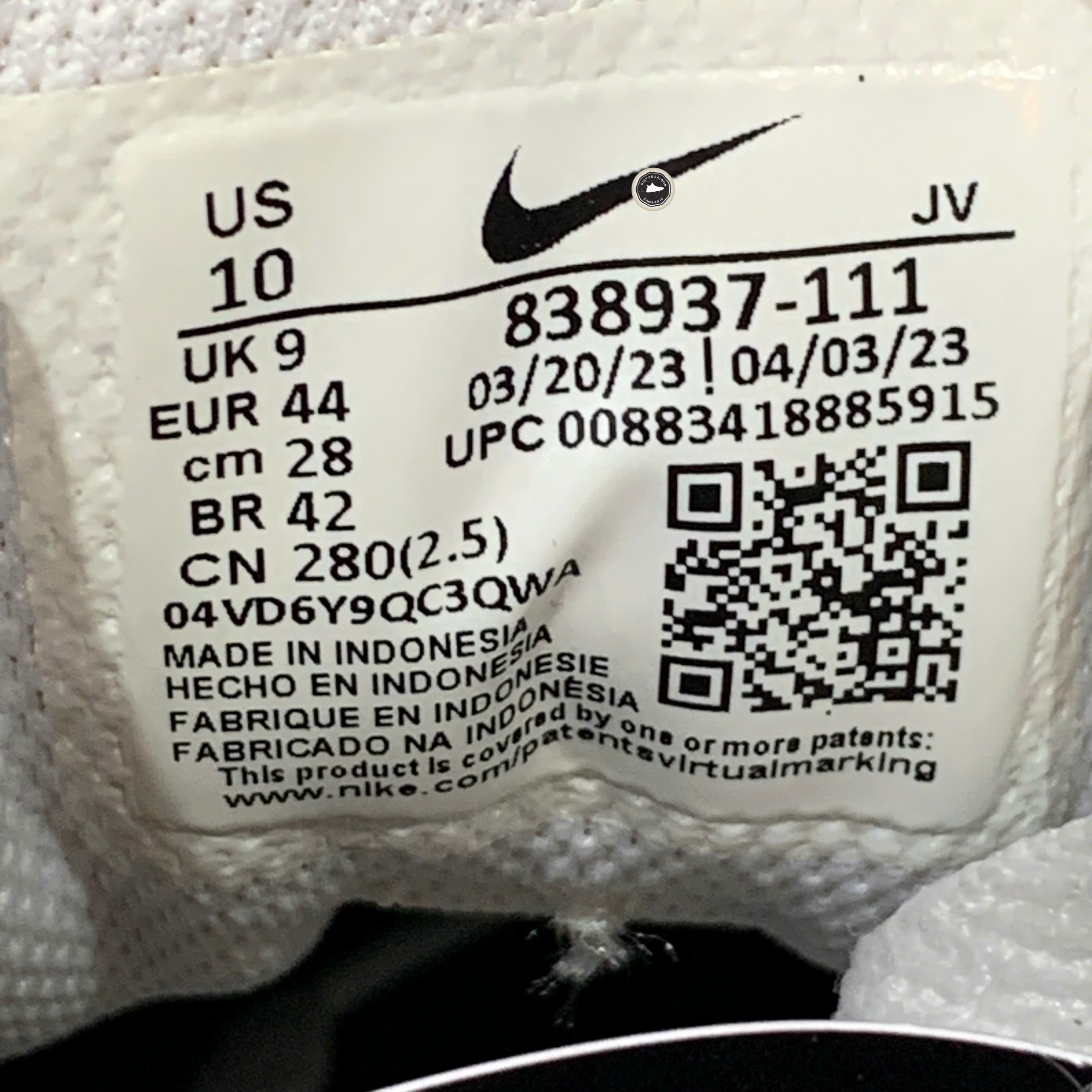 Nike Court Borough Low - 838937 111 - Size 44 - GIÀY 2HAND CHÍNH HÃNG PVN23590