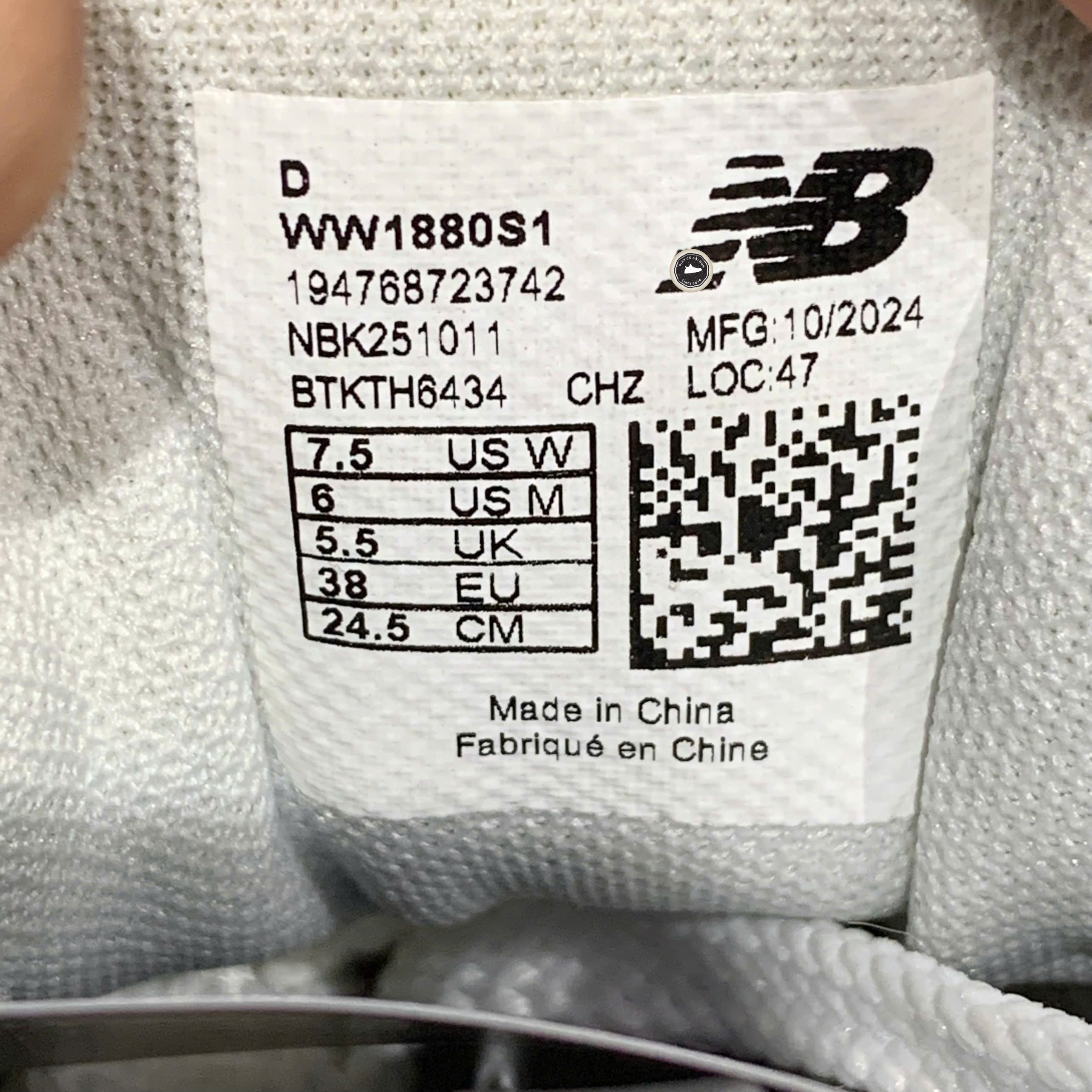 New Balance Fresh Foam 1880 White Gray - WW1880S1 - Size 38 - GIÀY 2HAND CHÍNH HÃNG 23788