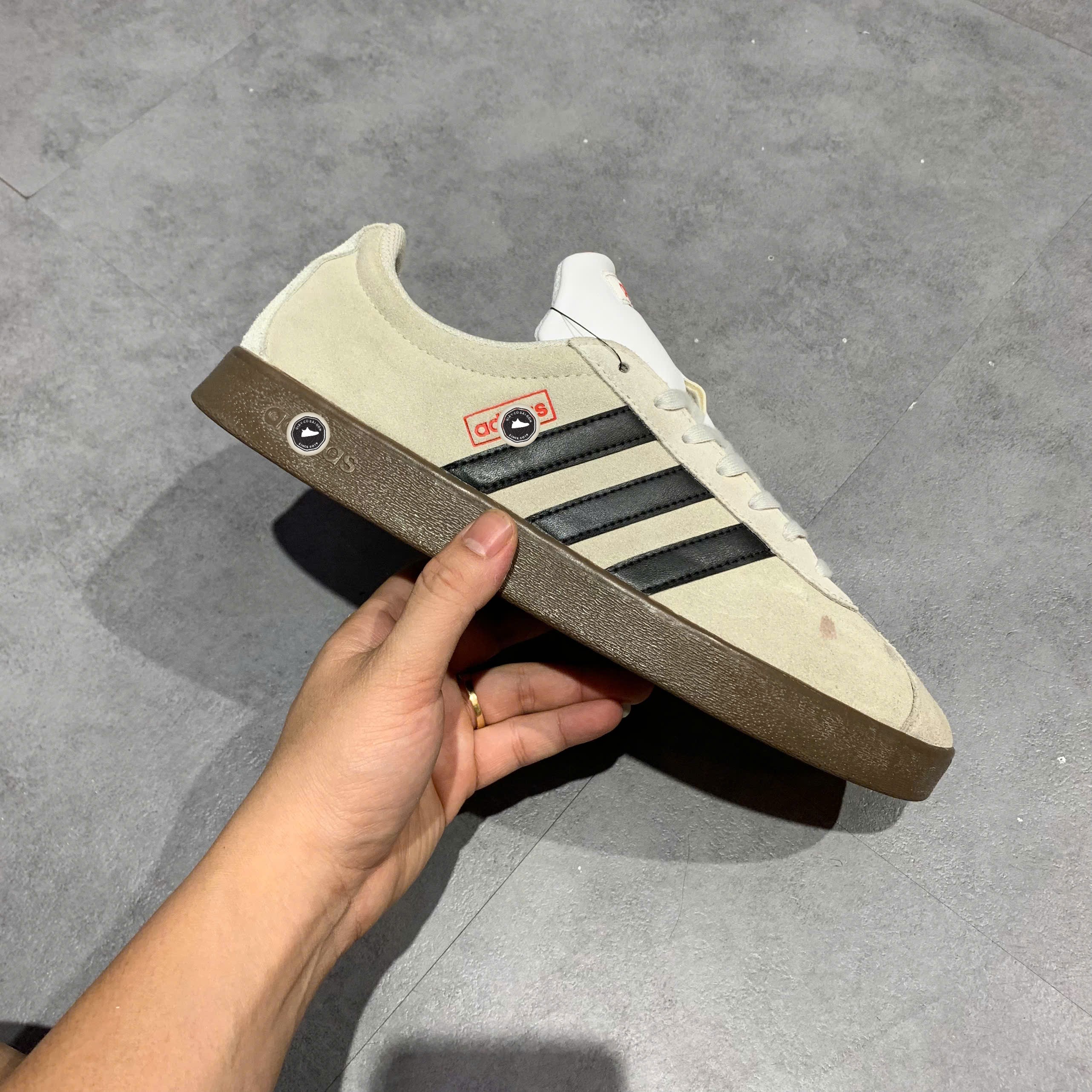 Adidas VL Court 2.0 Grey Black Gum - HQ1802 - Size 43 1/3 - GIÀY 2HAND CHÍNH HÃNG 24375