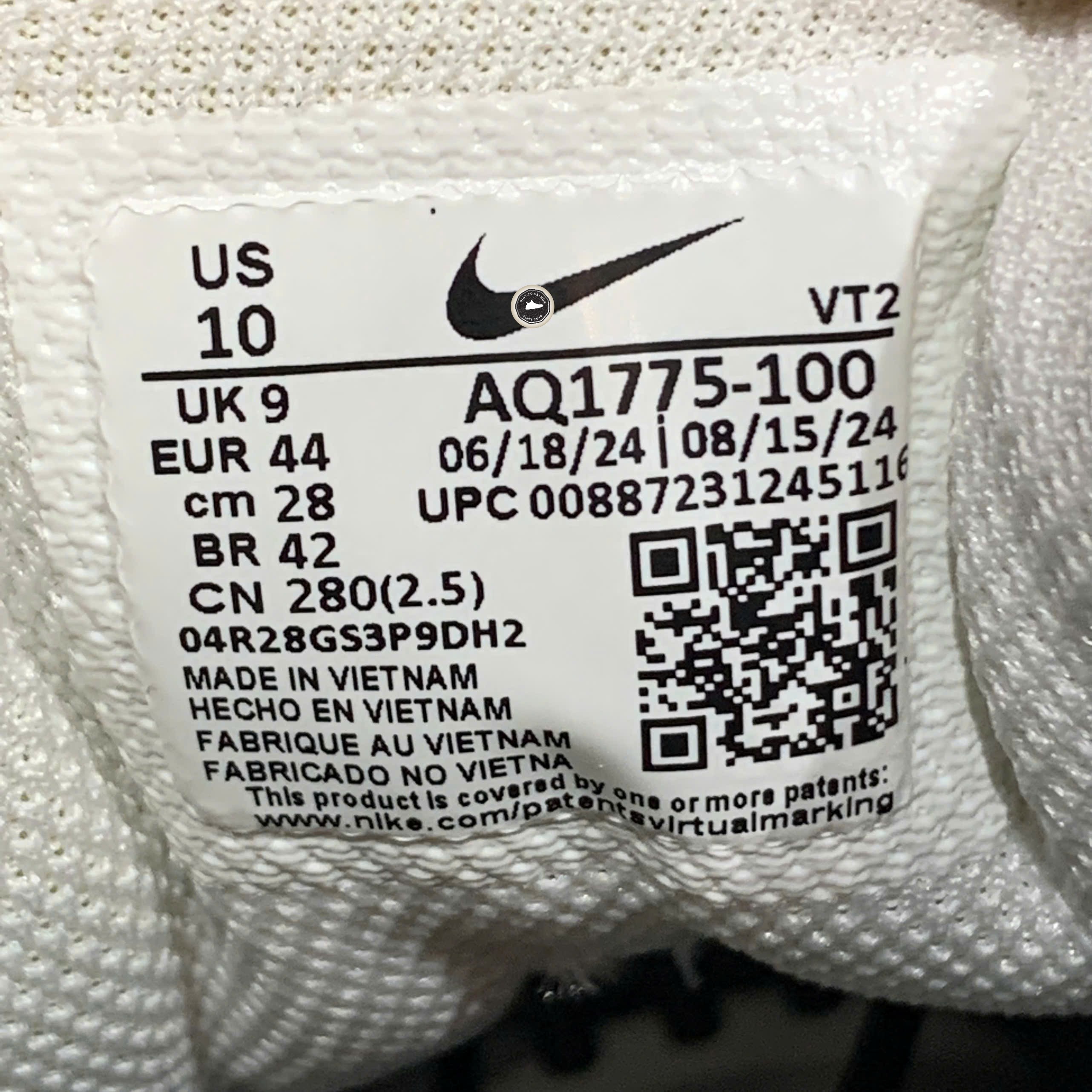 Nike Ebernon Low Triple White - AQ1775 100 - Size 44 - GIÀY 2HAND CHÍNH HÃNG PVN24267