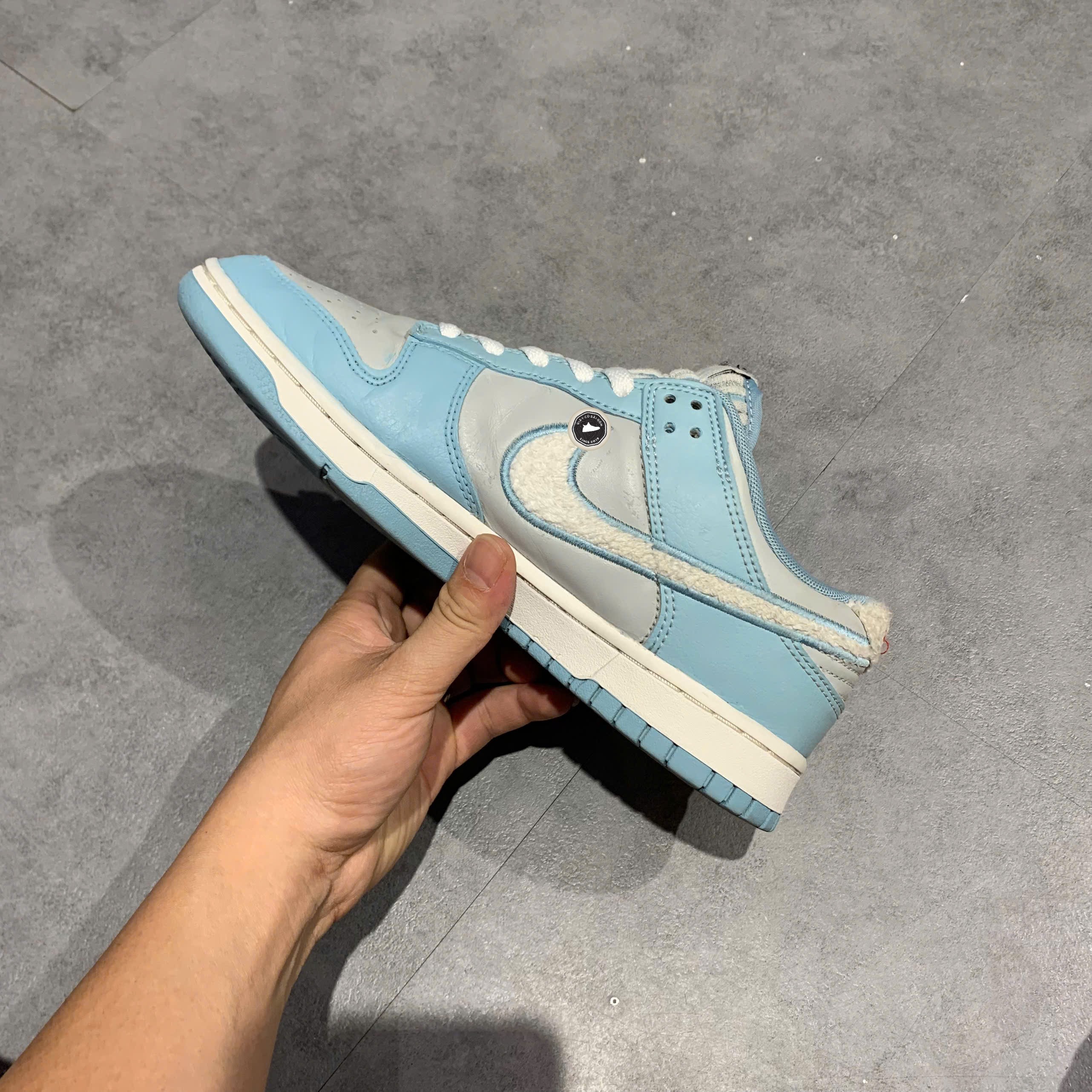 Nike Dunk Low Retro Fleece Swoosh Worn Blue - FB1871 011 - Size 40 - GIÀY 2HAND CHÍNH HÃNG PVN24059