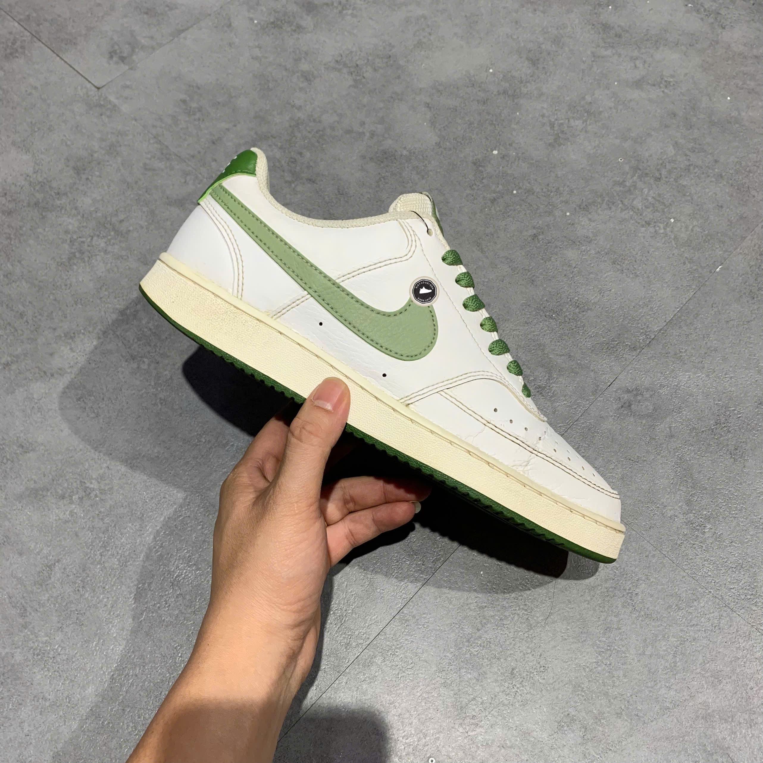 Nike Court Vision Low White Oil Green - FJ5480 100 - Size 41 - GIÀY 2HAND CHÍNH HÃNG PVN24340