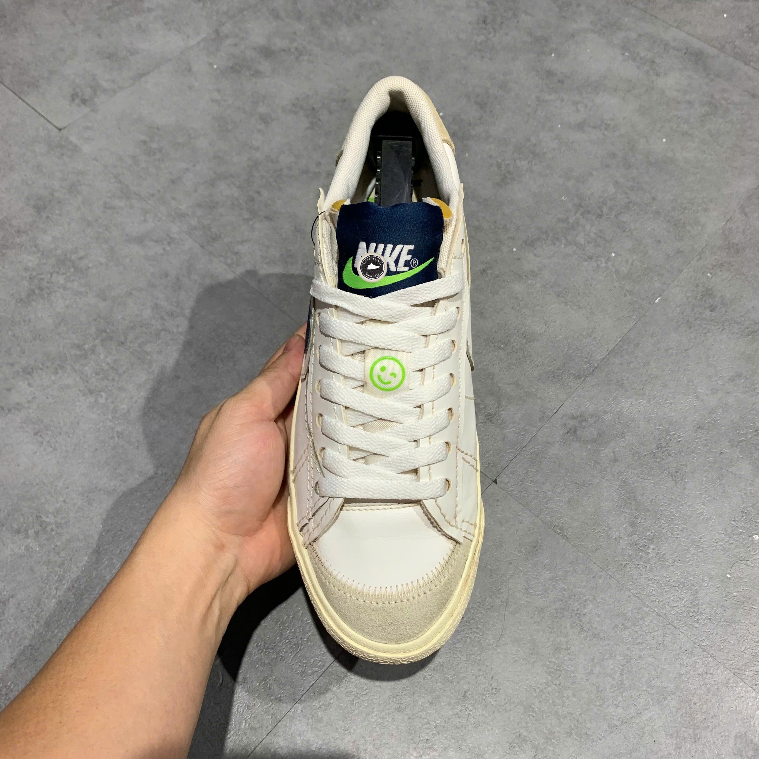 Nike Blazer Low '77 Jumbo SE White Navy - FD0378 121 - Size 41 - GIÀY 2HAND CHÍNH HÃNG PVN24228