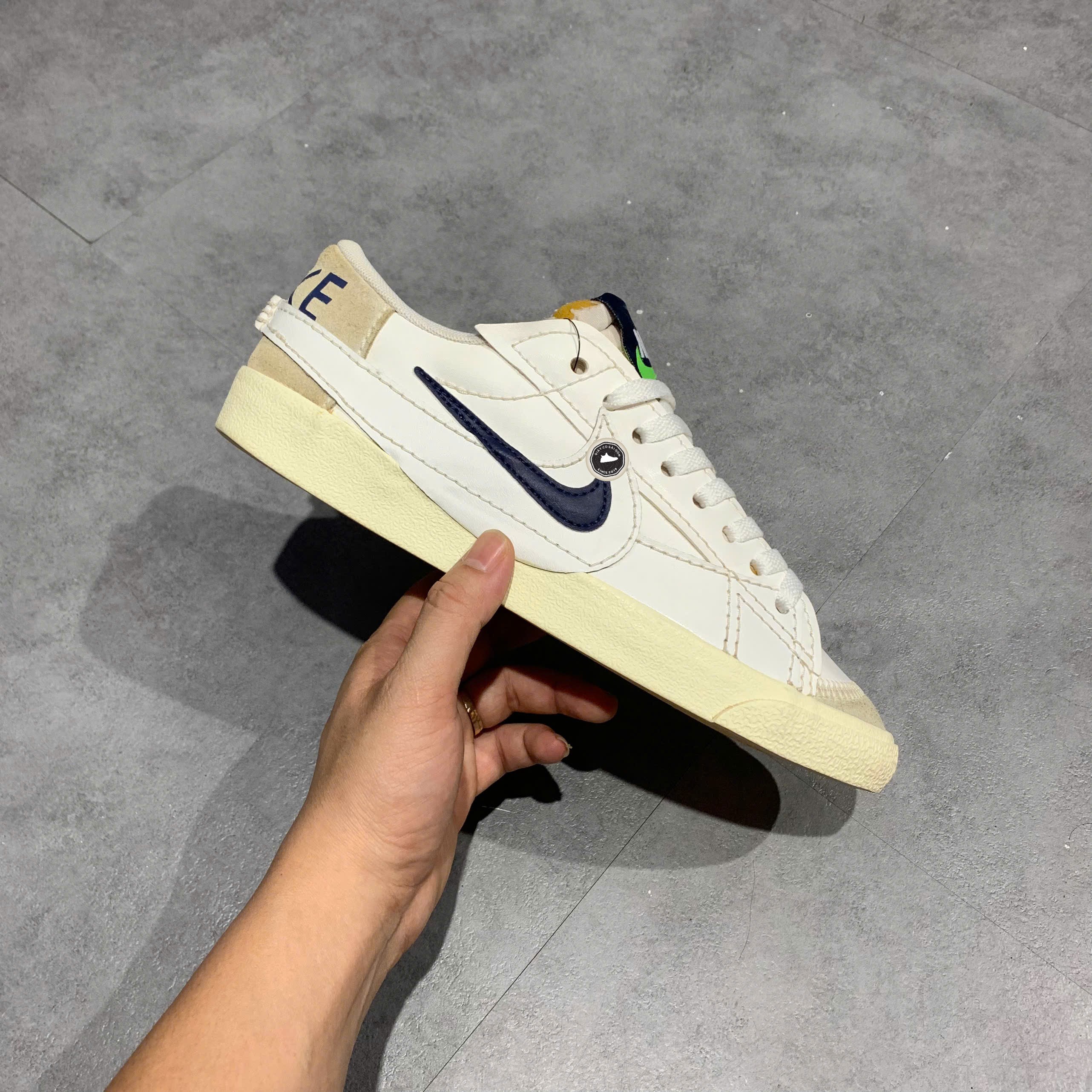 Nike Blazer Low '77 Jumbo SE White Navy - FD0378 121 - Size 41 - GIÀY 2HAND CHÍNH HÃNG PVN24228