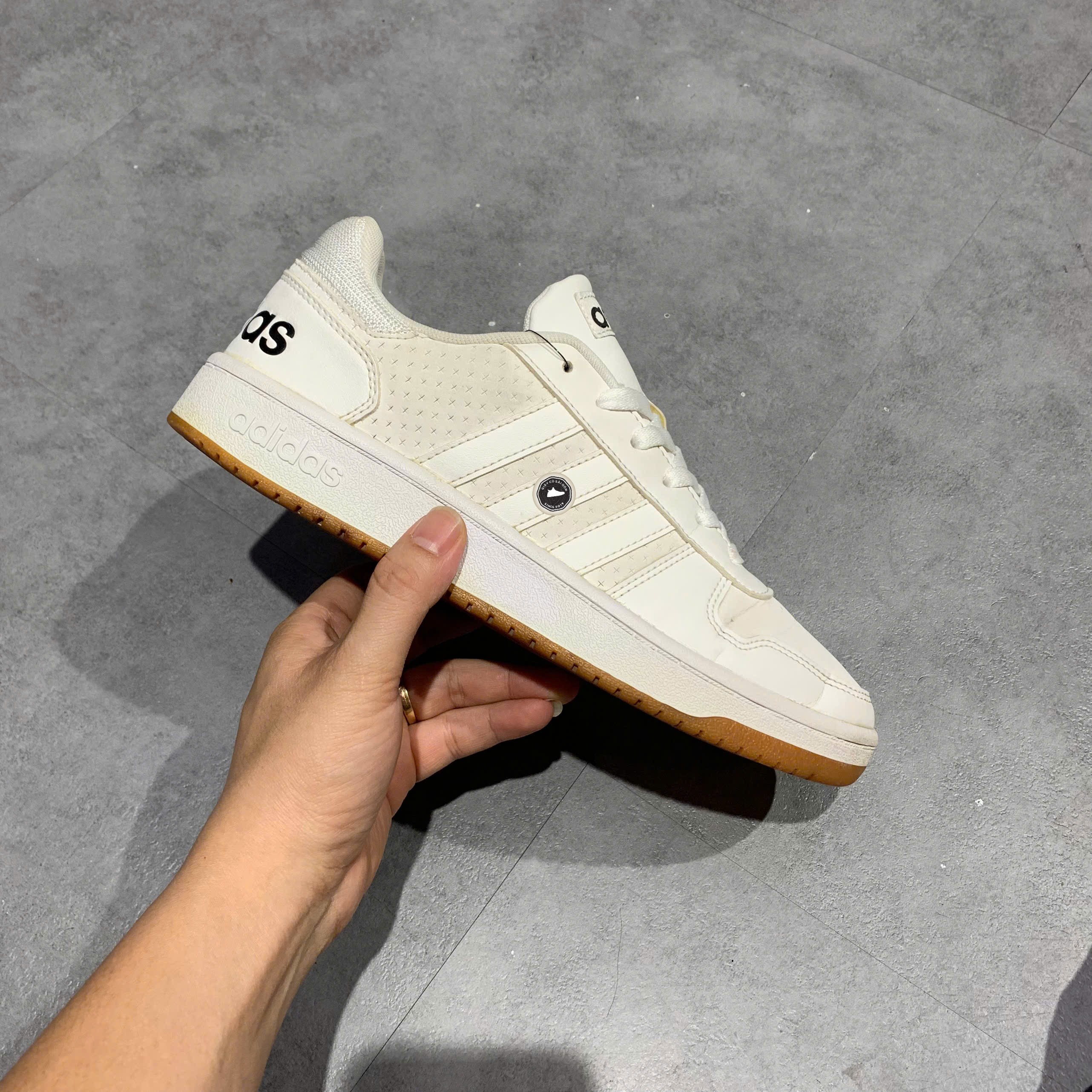 Adidas Hoops 2.0 White Brown - FY8630 - Size 40 2/3 - GIÀY 2HAND CHÍNH HÃNG PVN24337