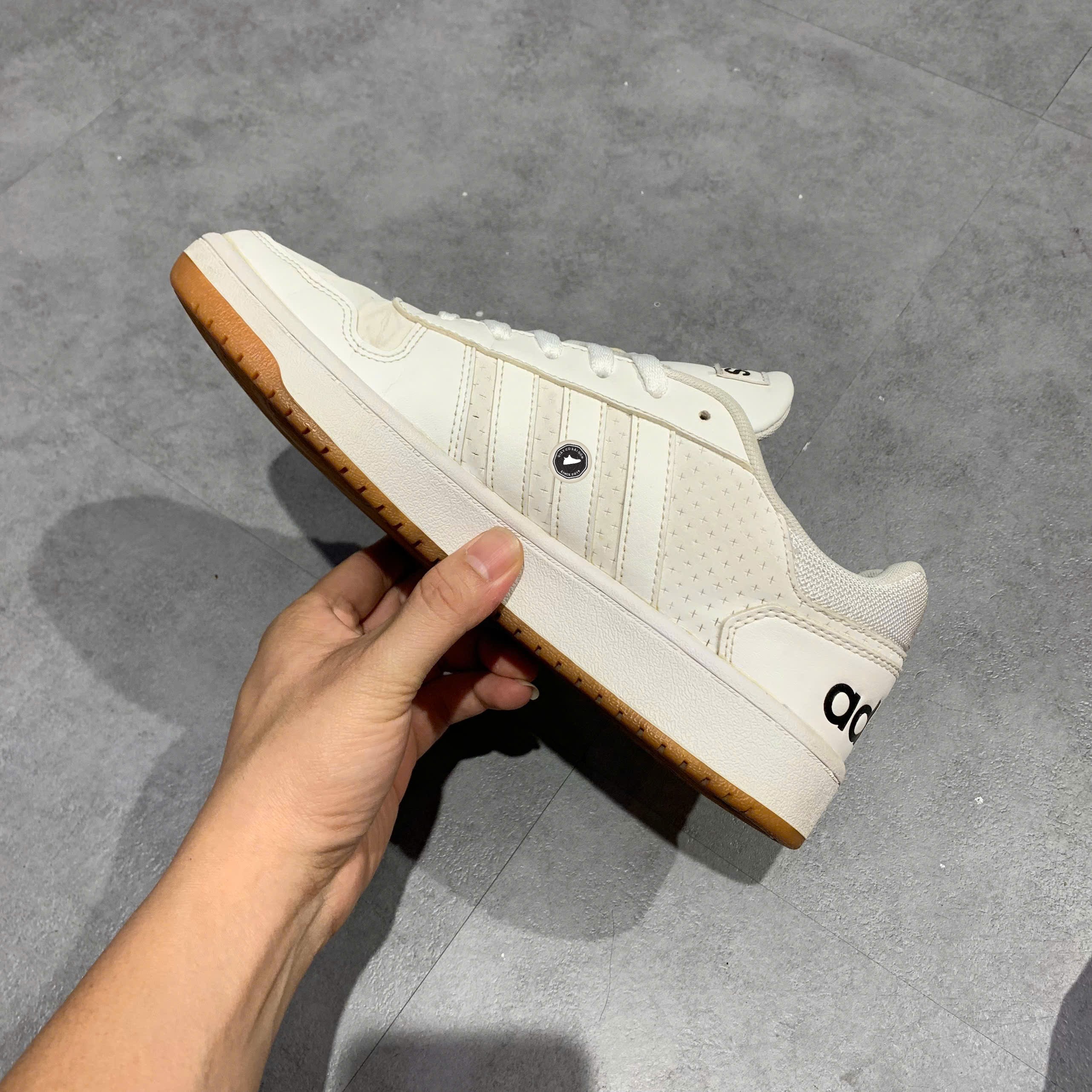 Adidas Hoops 2.0 White Brown - FY8630 - Size 40 2/3 - GIÀY 2HAND CHÍNH HÃNG PVN24337