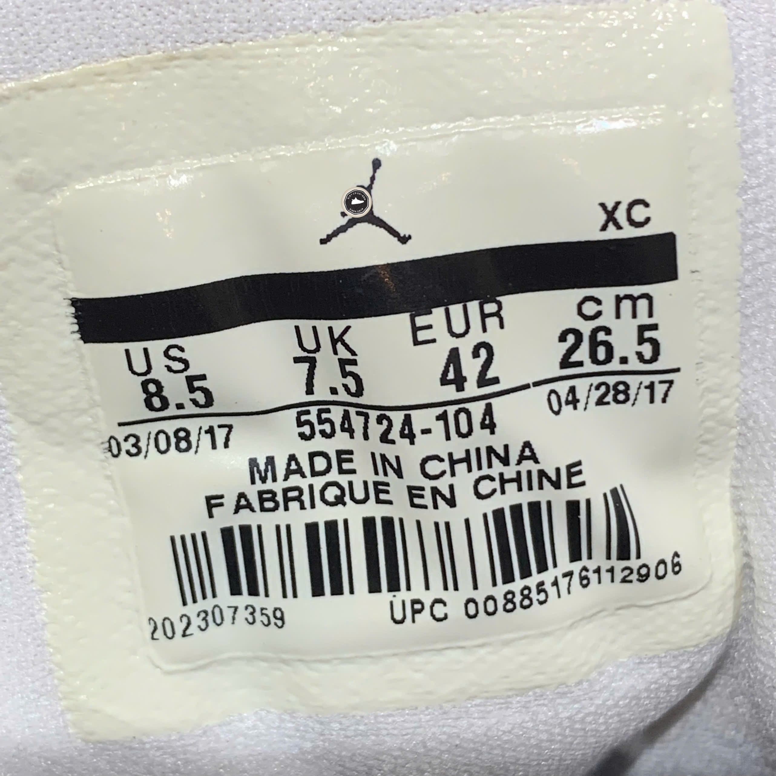 Air Jordan 1 Mid White Pure Platinum - 554724 104 - Size 42 - GIÀY 2HAND CHÍNH HÃNG PVN24890