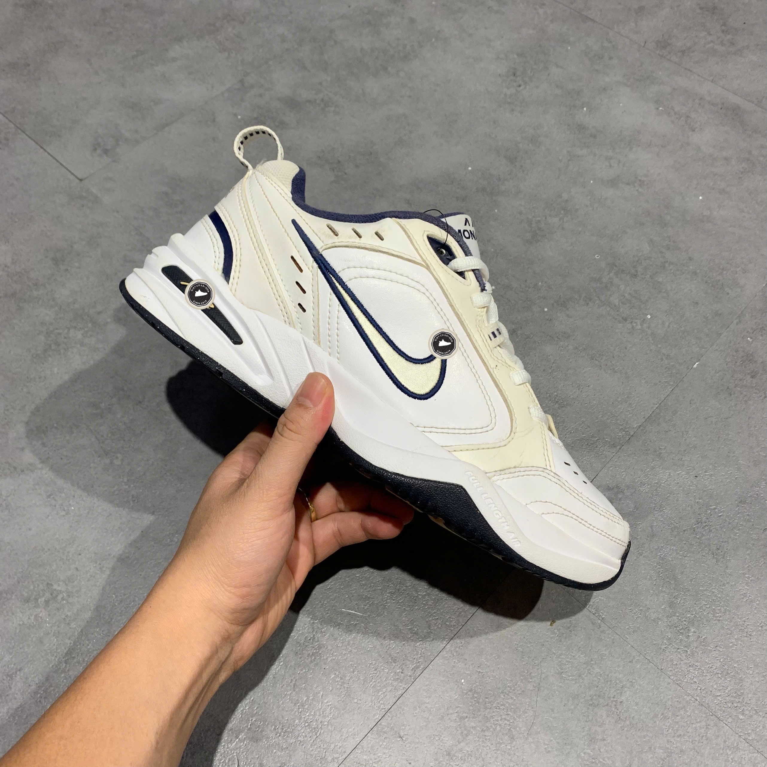 Nike Air Monarch IV White Navy - 415445 102 - Size 42 - GIÀY 2HAND CHÍNH HÃNG PVN24824