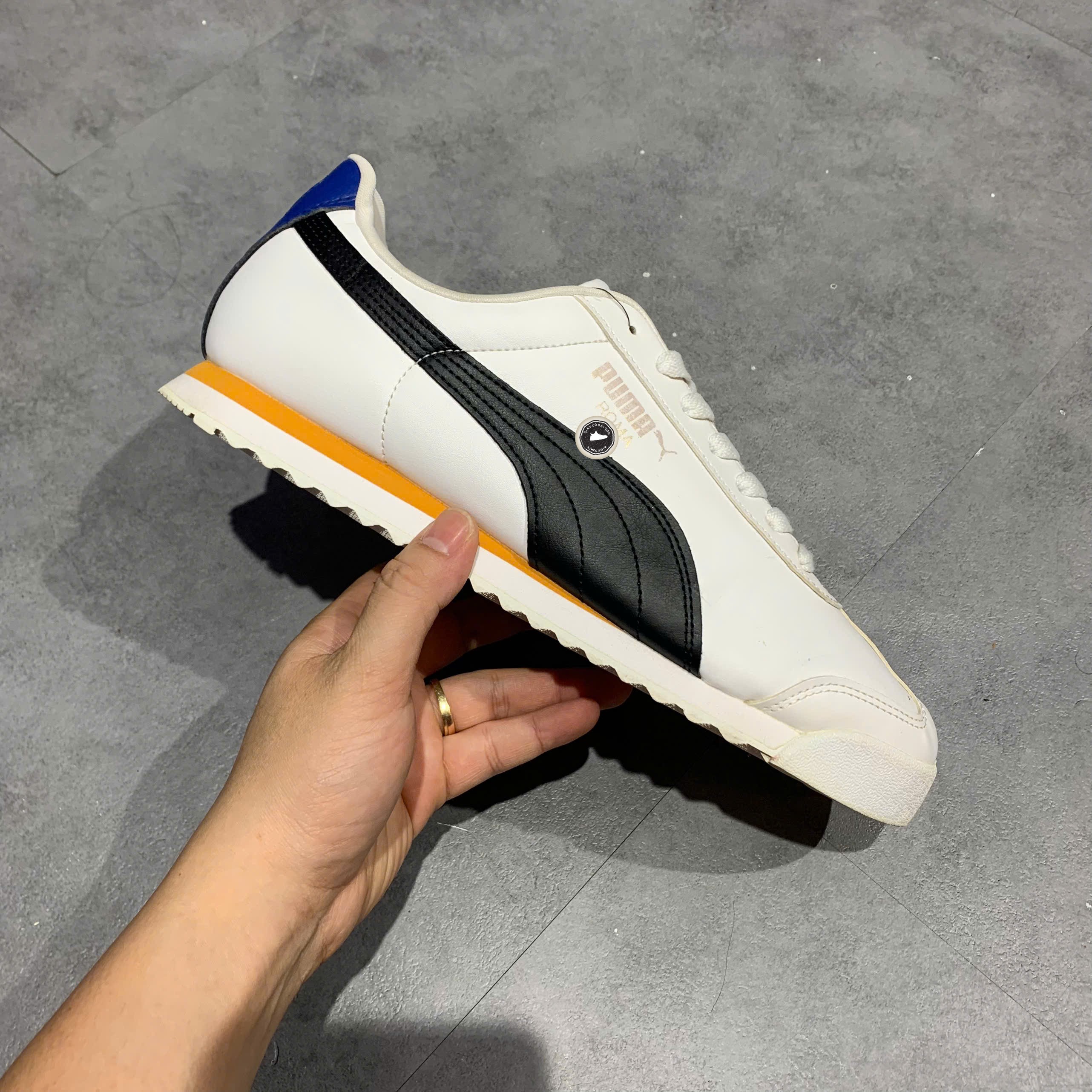 Puma Roma Basic White Black Blue Orange - 369571-42 - Size 43 - GIÀY 2HAND CHÍNH HÃNG PVN25684