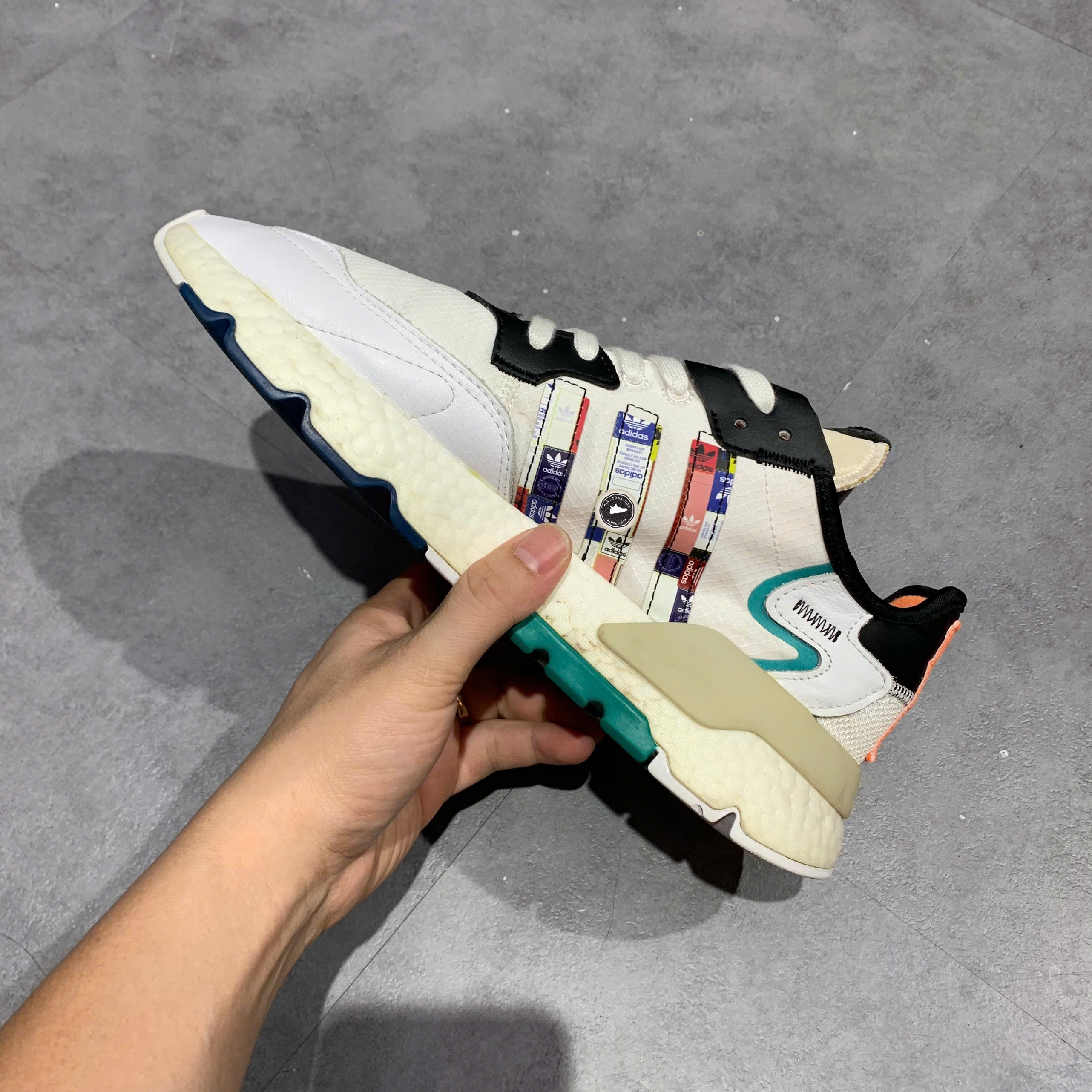 Adidas Nite Jogger Logo Pack White Multi - FX3811 - Size 43 1/3 - GIÀY 2HAND CHÍNH HÃNG PVN25637
