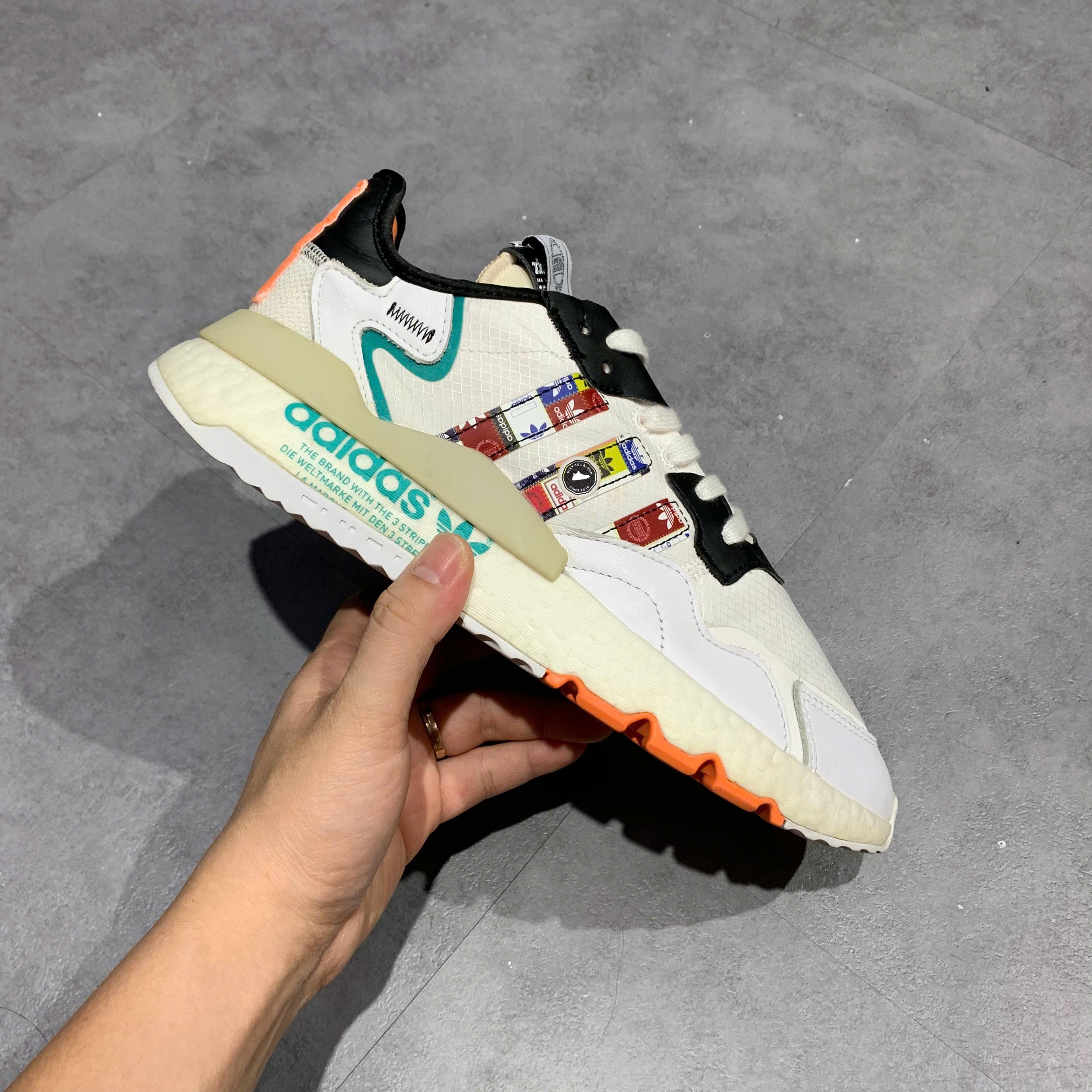 Adidas Nite Jogger Logo Pack White Multi - FX3811 - Size 43 1/3 - GIÀY 2HAND CHÍNH HÃNG PVN25637