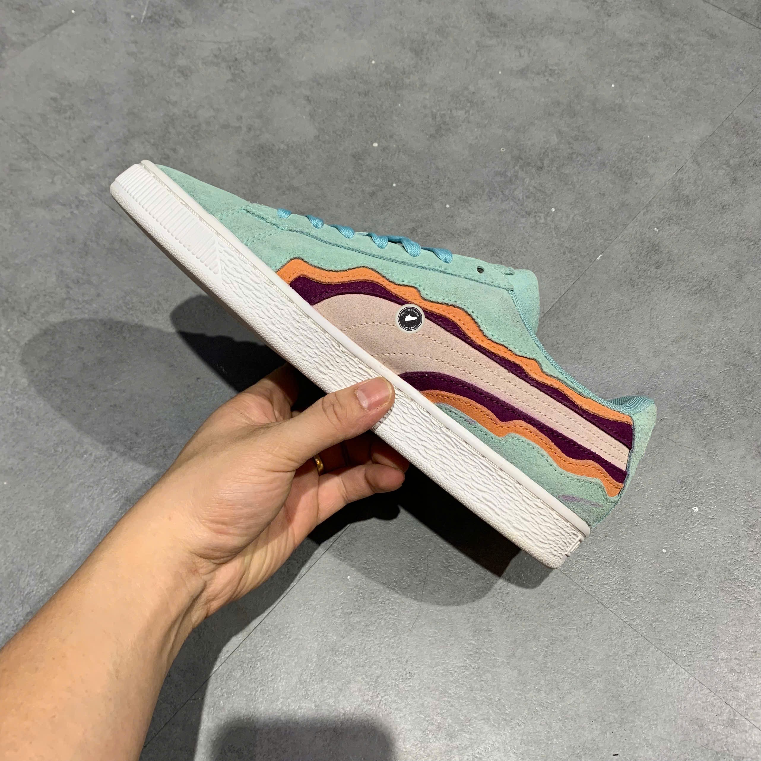 Giày Thời Trang Puma Suede Layers Eggshell Blue Sweet Grape - 382851-01 - Size 40 - GIÀY 2HAND CHÍNH HÃNG PVN25322