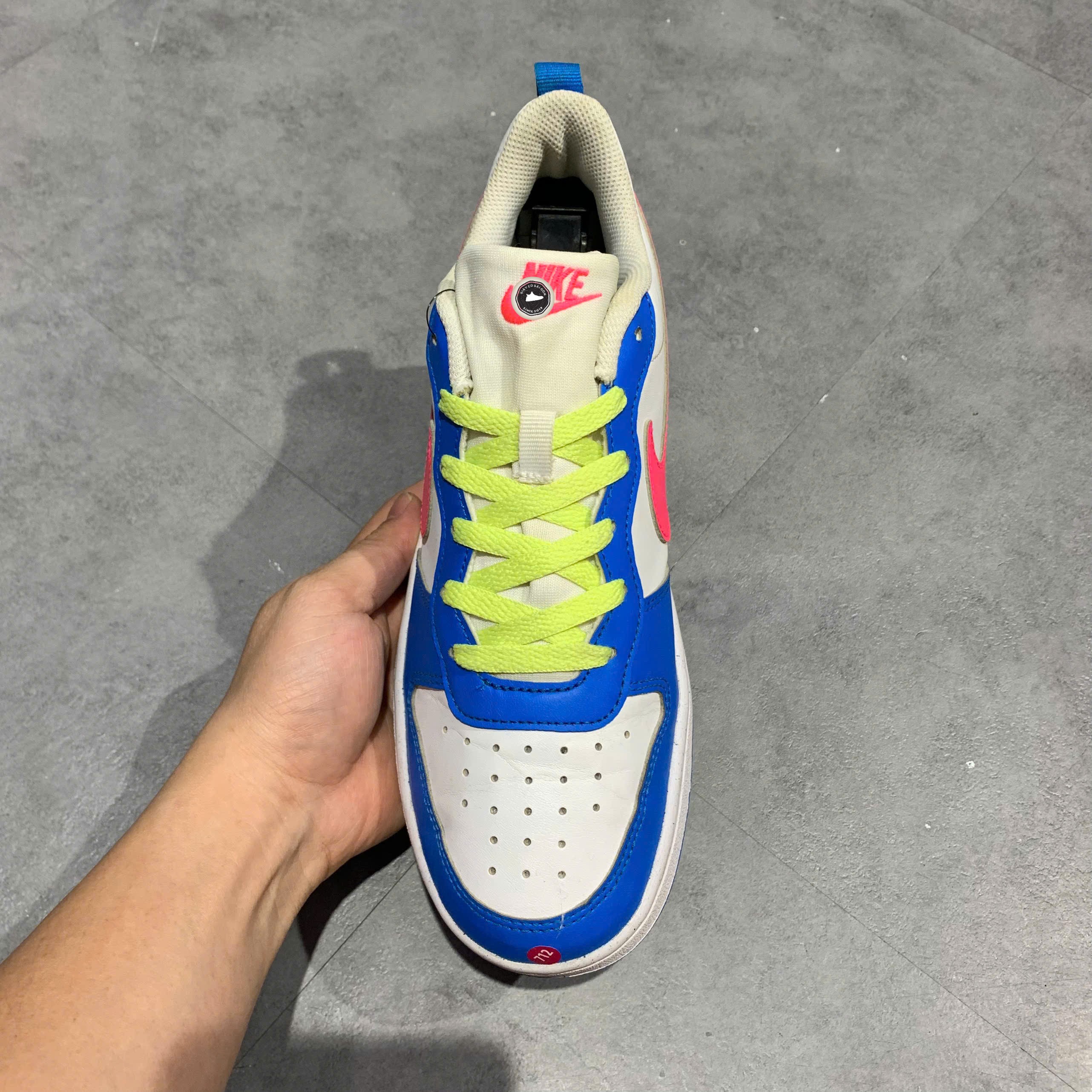 Nike Court Borough Low 2 GS White Pink Blue - BQ5448-111 - Size 40 - GIÀY 2HAND CHÍNH HÃNG PVN25413