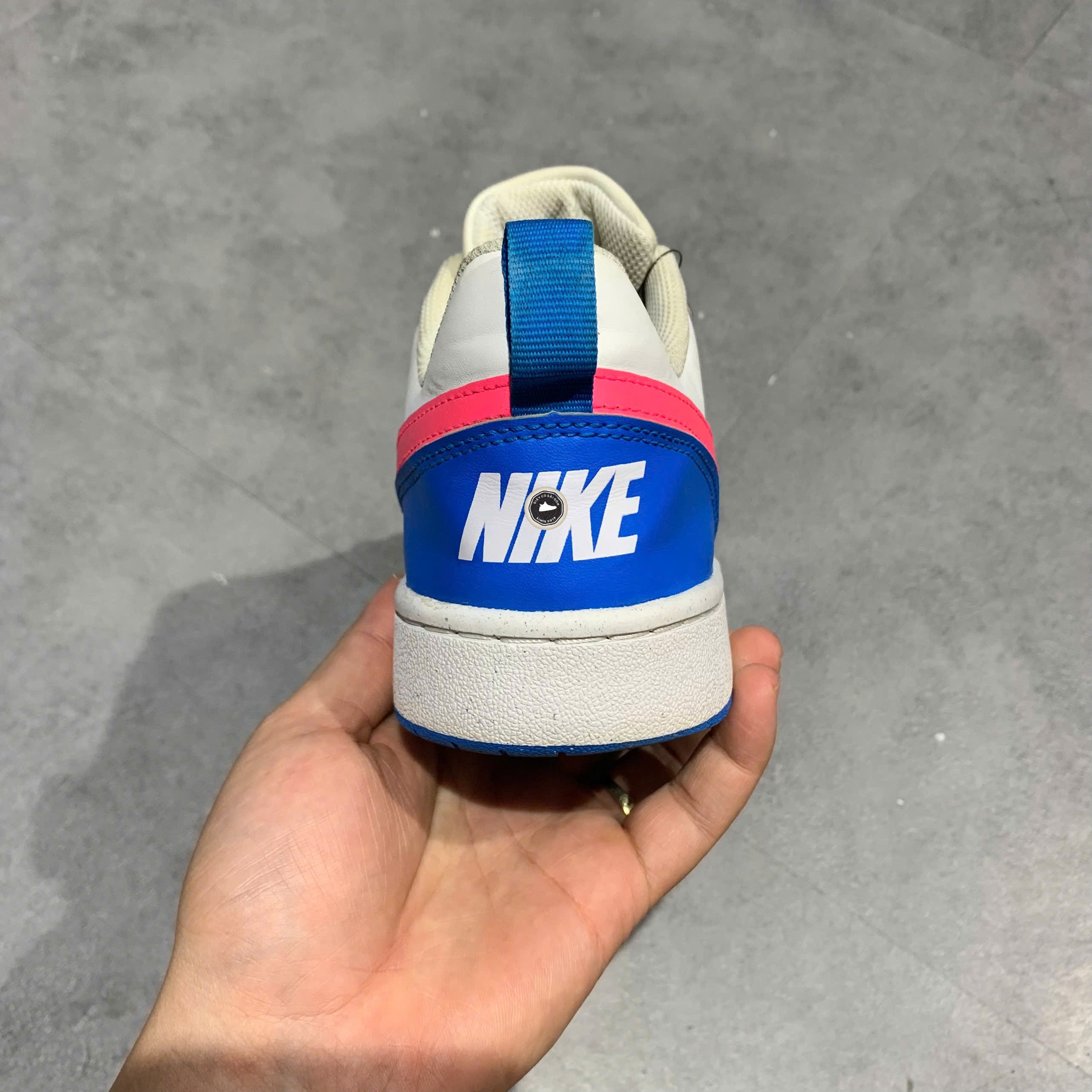 Nike Court Borough Low 2 GS White Pink Blue - BQ5448-111 - Size 40 - GIÀY 2HAND CHÍNH HÃNG PVN25413