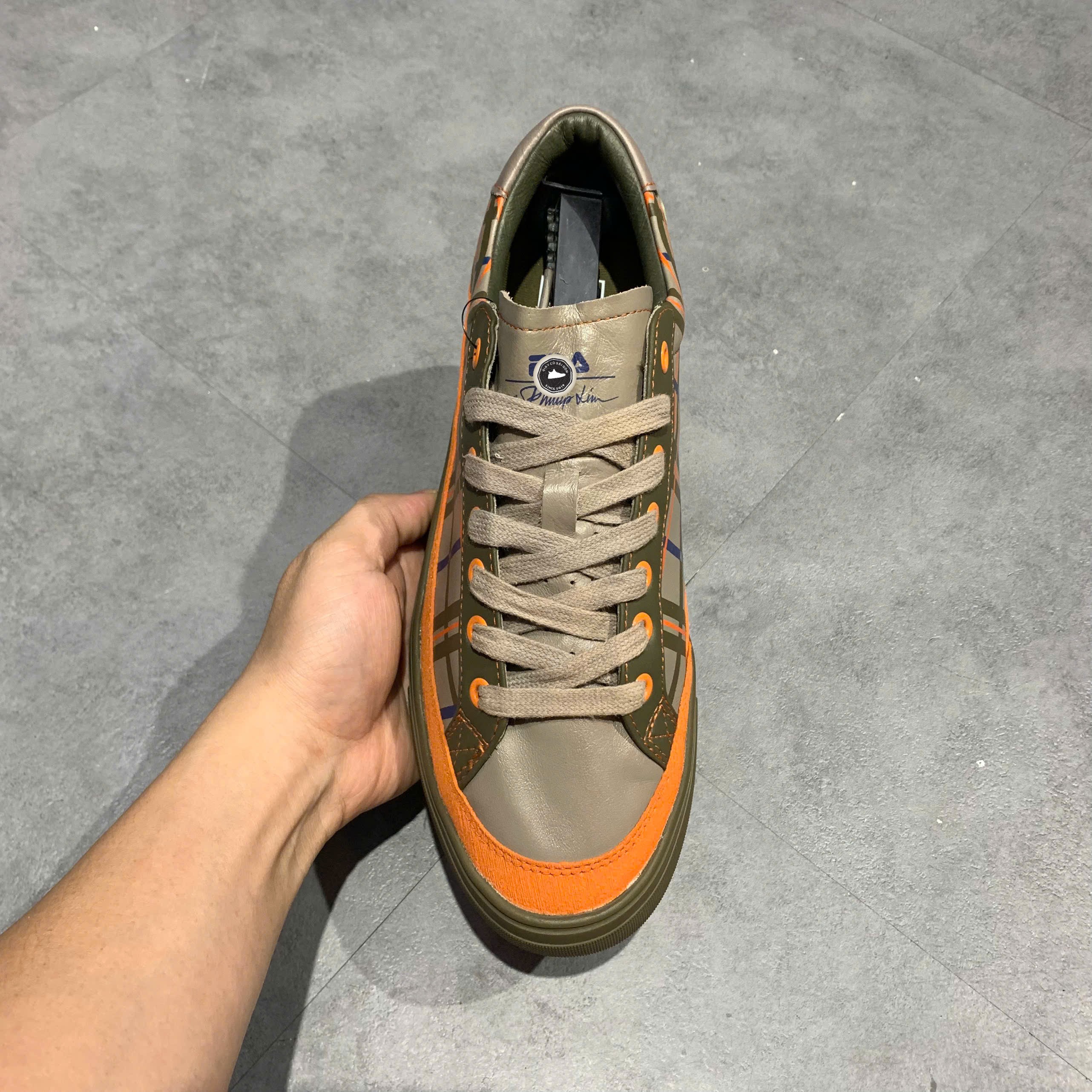 FILA Court Plaid Olive Orange - 1TM01393D-321 - Size 41 - GIÀY 2HAND CHÍNH HÃNG PVN25443
