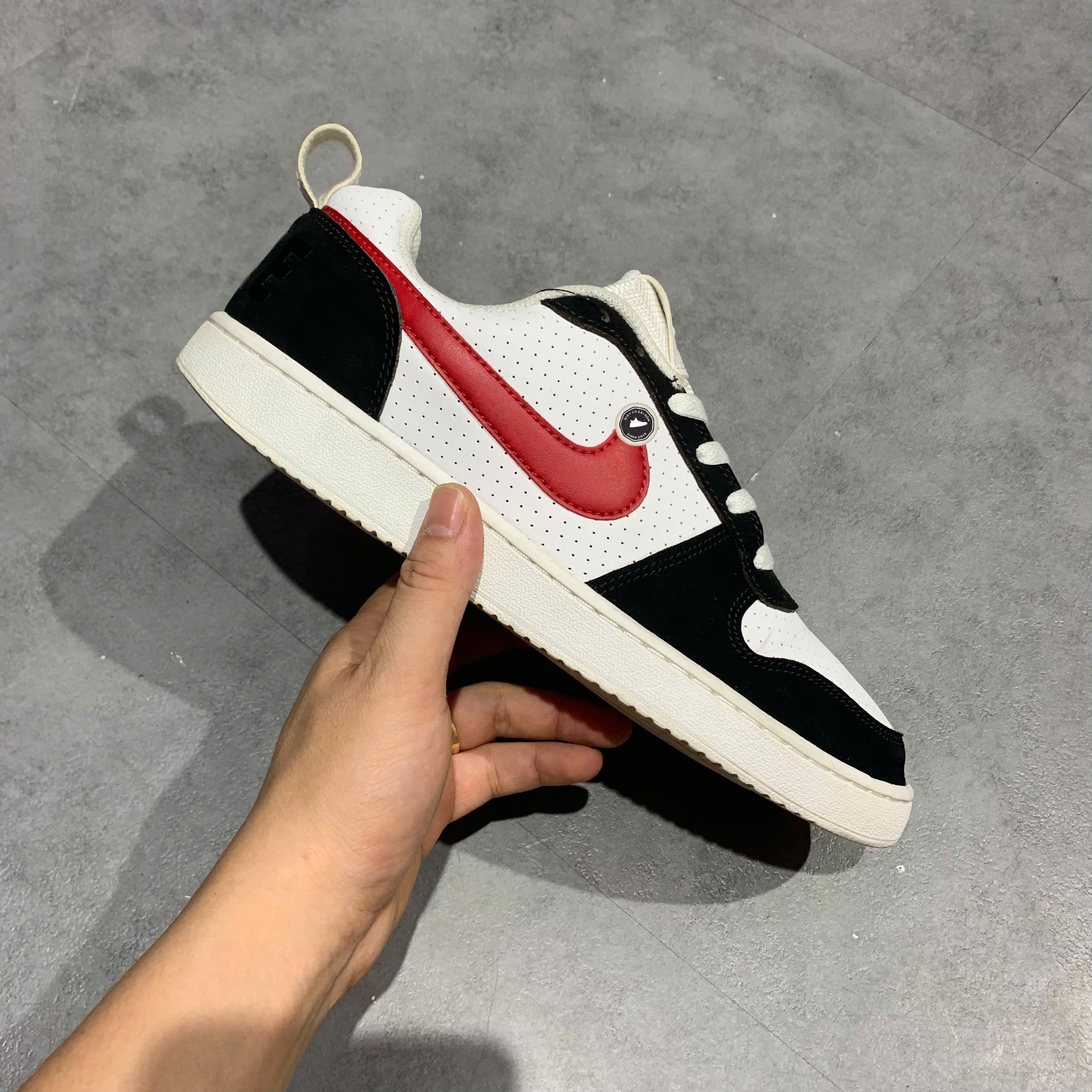 Nike Court Borough Low 2 White Black University Red - BQ5440-104 - Size 41 - GIÀY 2HAND CHÍNH HÃNG PVN25445