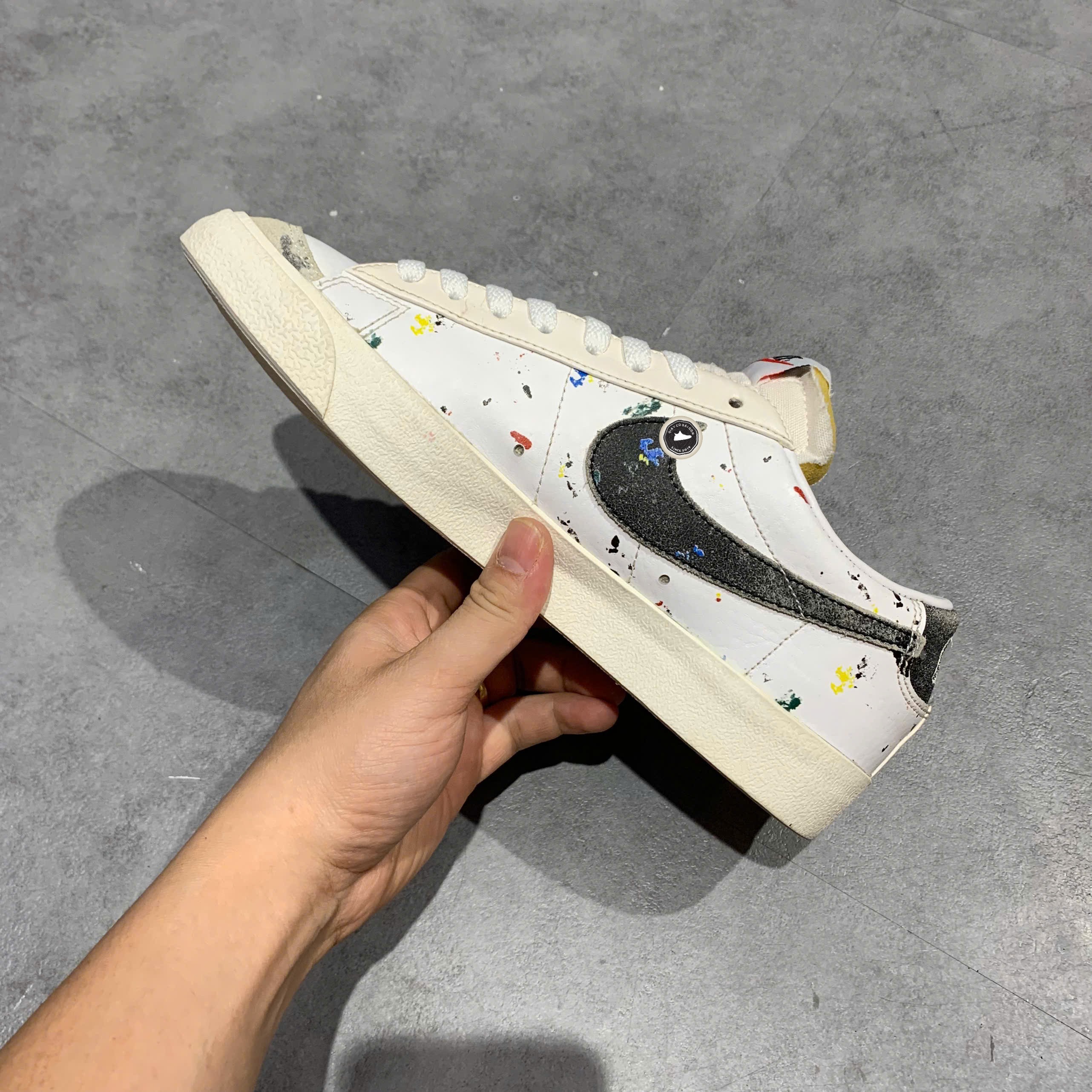 Nike Blazer Low '77 Paint Splatter - DJ1517-100 - Size 41 - GIÀY 2HAND CHÍNH HÃNG PVN25415