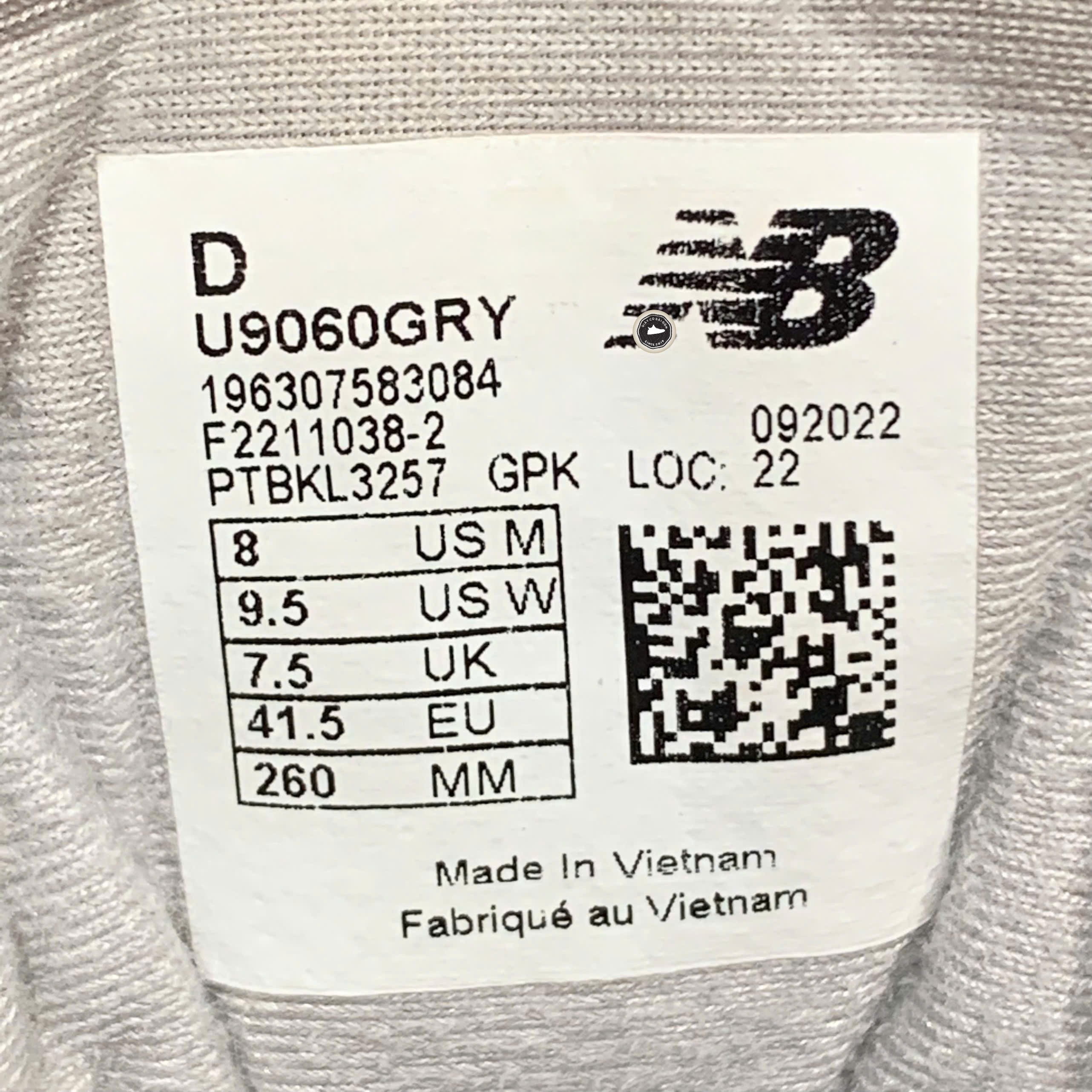 New Balance 9060 Rain Cloud - U9060GRY - Size 41.5 - GIÀY 2HAND CHÍNH HÃNG PVN25399