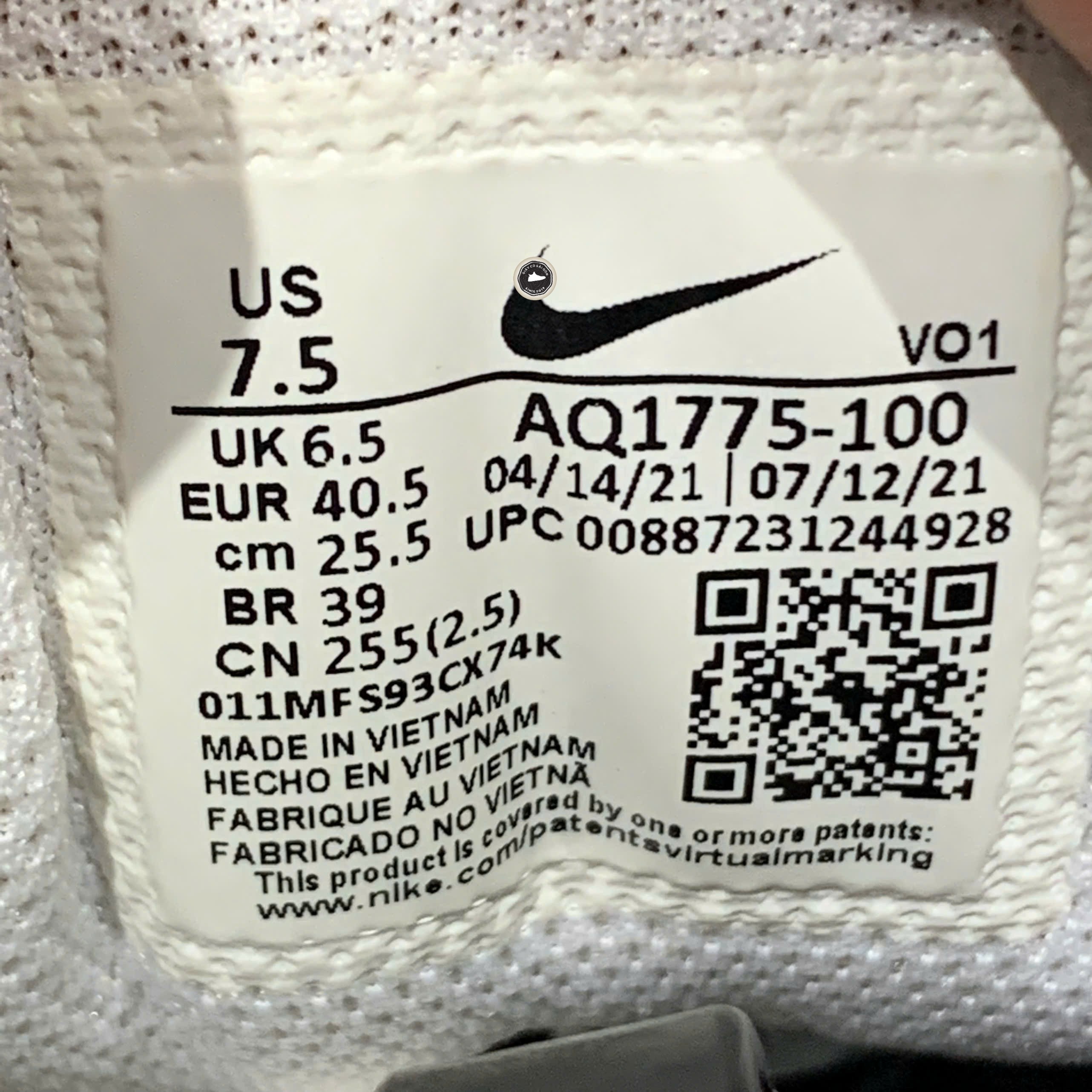 Nike Ebernon Low Triple White - AQ1775-100 - Size 40.5 - GIÀY 2HAND CHÍNH HÃNG PVN25987