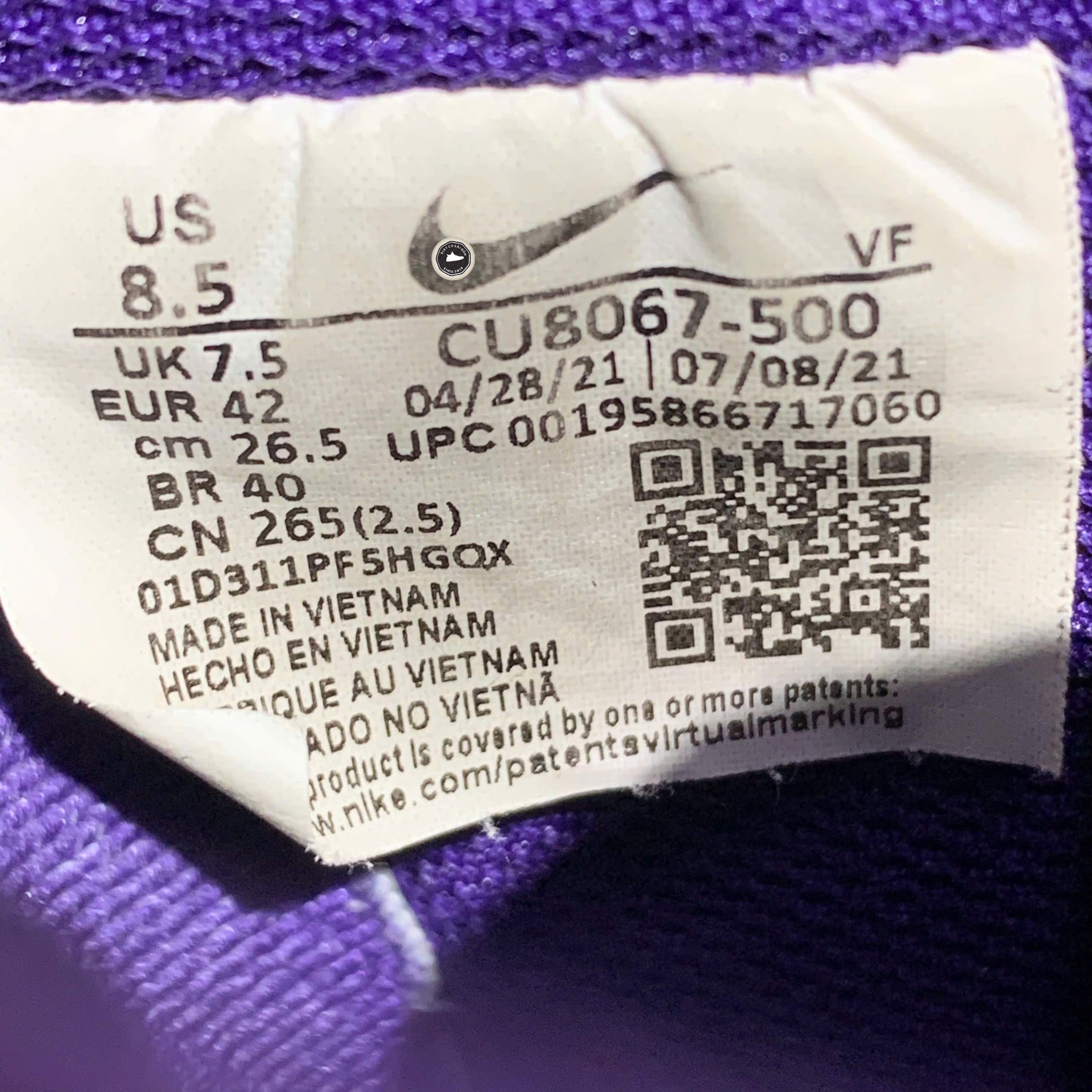 Nike Air Force 1 Low Purple Skeleton - CU8067-500 - Size 42 - GIÀY 2HAND CHÍNH HÃNG PVN26017