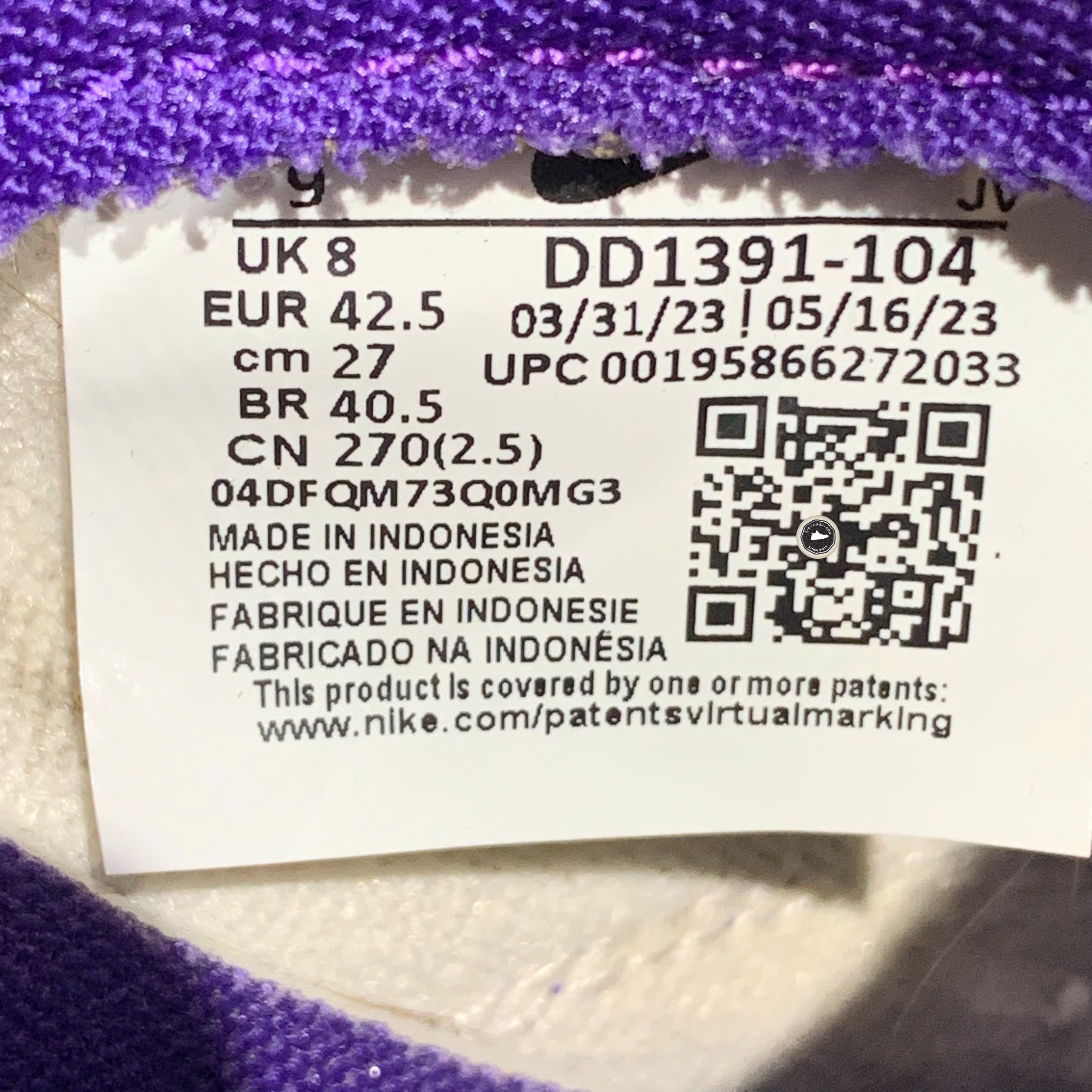 Nike Dunk Low Championship Court Purple - DD1391-104 - Size 42.5 - GIÀY 2HAND CHÍNH HÃNG PVN26025