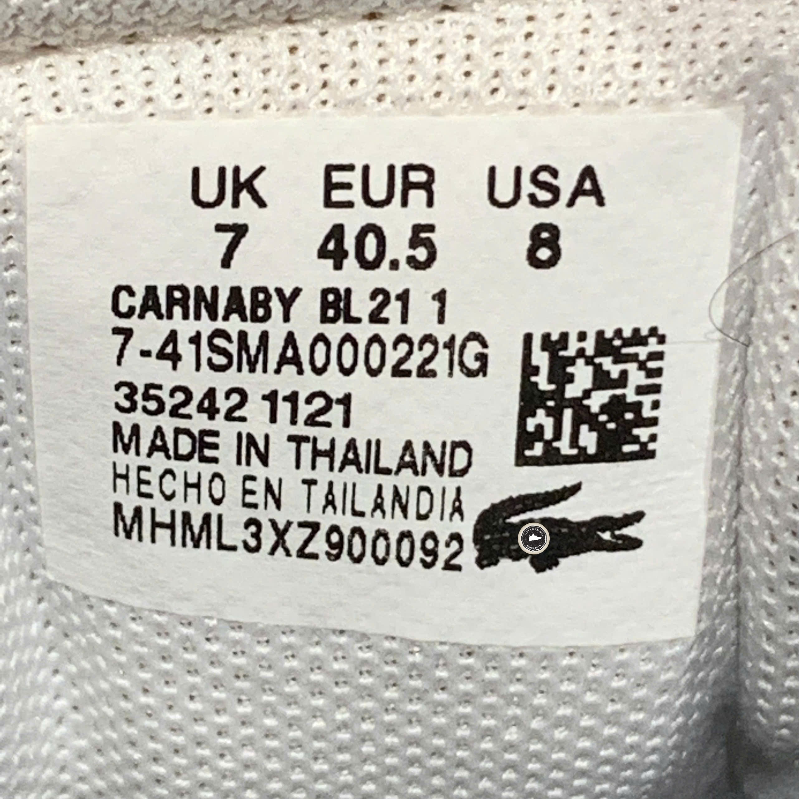 Lacoste Carnaby BL 21 1 White - 7-41SMA000221G - Size 40.5 - GIÀY 2HAND CHÍNH HÃNG PVN26006