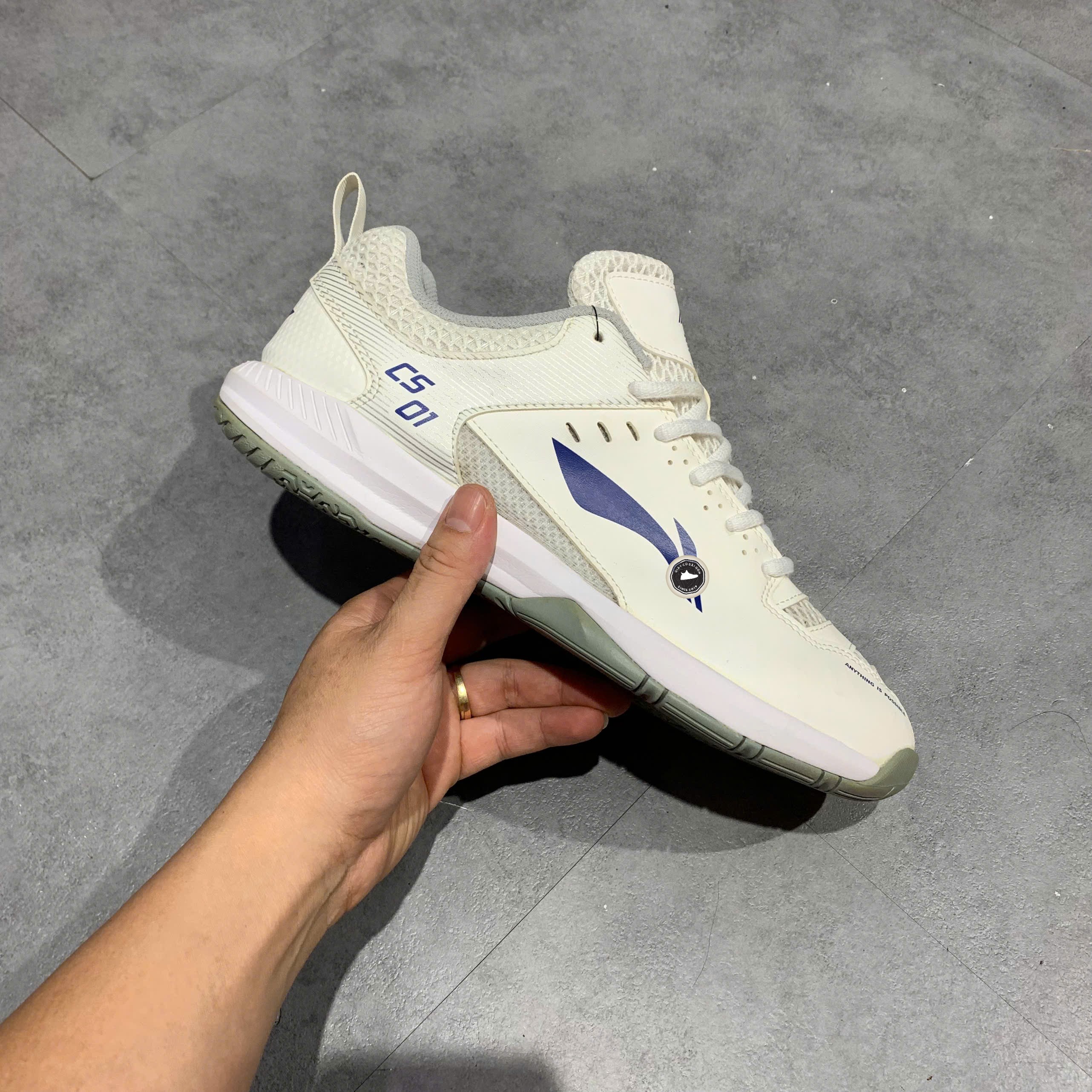 Li-Ning Light Feather Rocket 1.0 White Blue - AYTS034-2 - Size 42 1/3 - GIÀY 2HAND CHÍNH HÃNG PVN26386