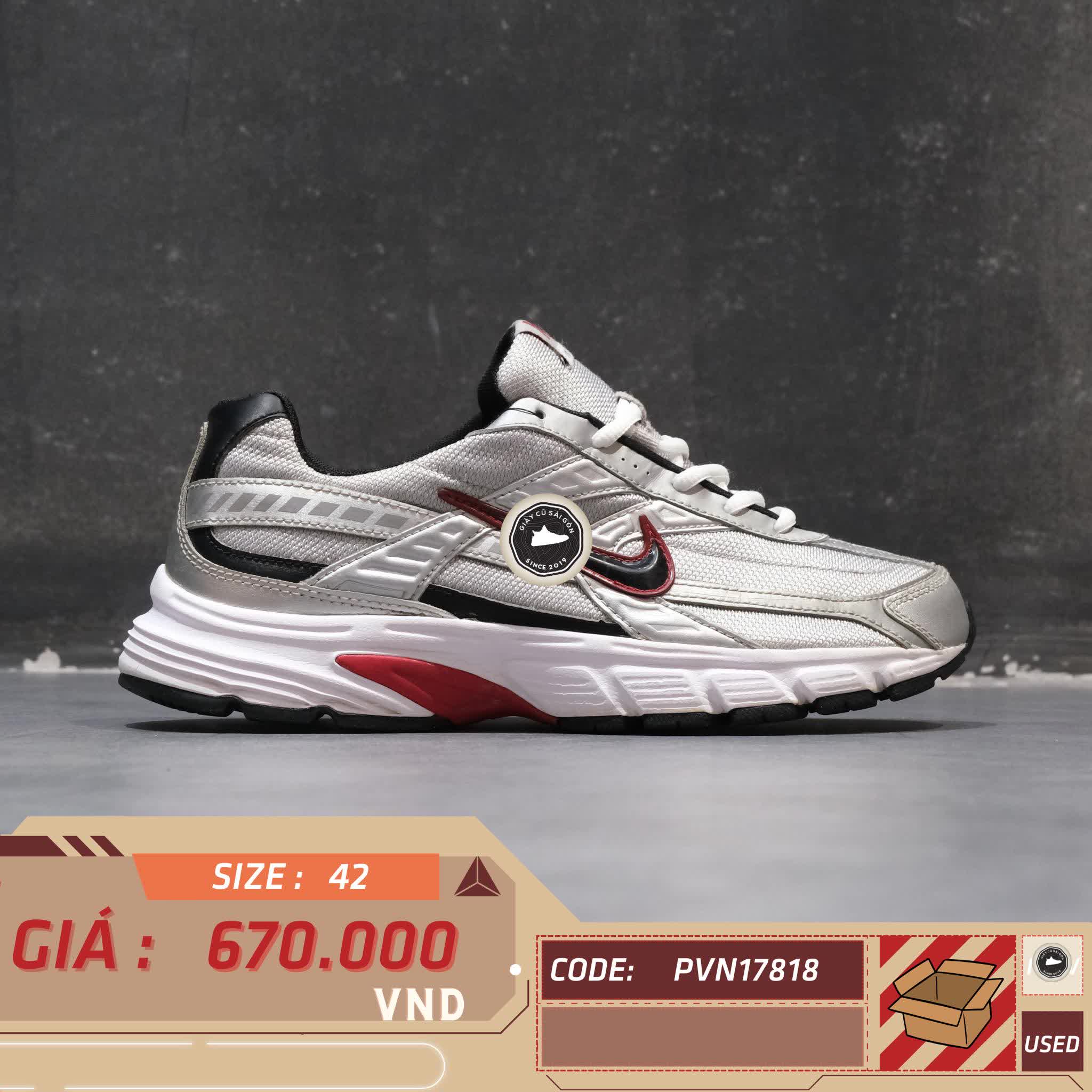 NIKE INITIATOR 'WHITE/METALLIC COOL GREY/OBSIDIAN' 394055-101 - SIZE 42 - GIÀY 2HAND CHÍNH HÃNG PVN17818