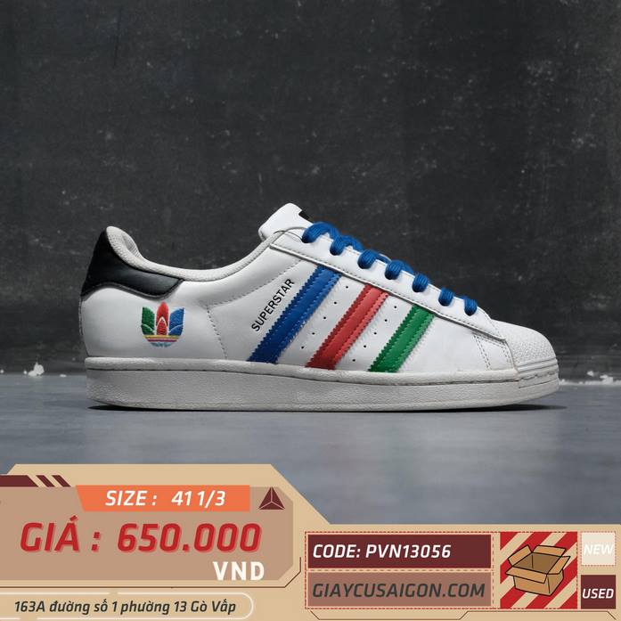 2hand Giày Adidas Superstar Colorful Trefoil Cloud White FU9521 SIZE 41 1/3 pvn13056