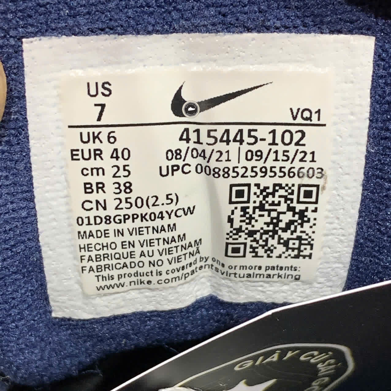 NIKE AIR MONARCH IV 'WHITE/NAVY' 415445 SIZE 40 GIÀY 2HAND CHÍNH HÃNG PVN19650