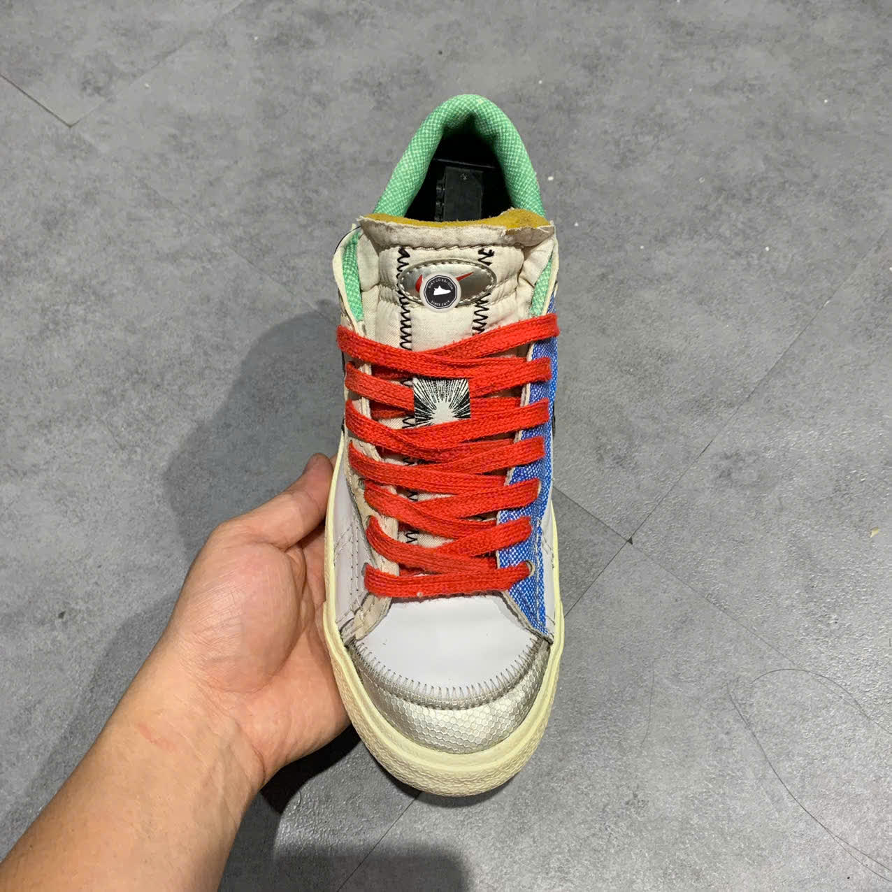NIKE BLAZER LOW ’77 JUMBO MIGHTY SWOOSHERS DX6059-101 SIZE 40.5 GIÀY 2HAND CHÍNH HÃNG PVN19678