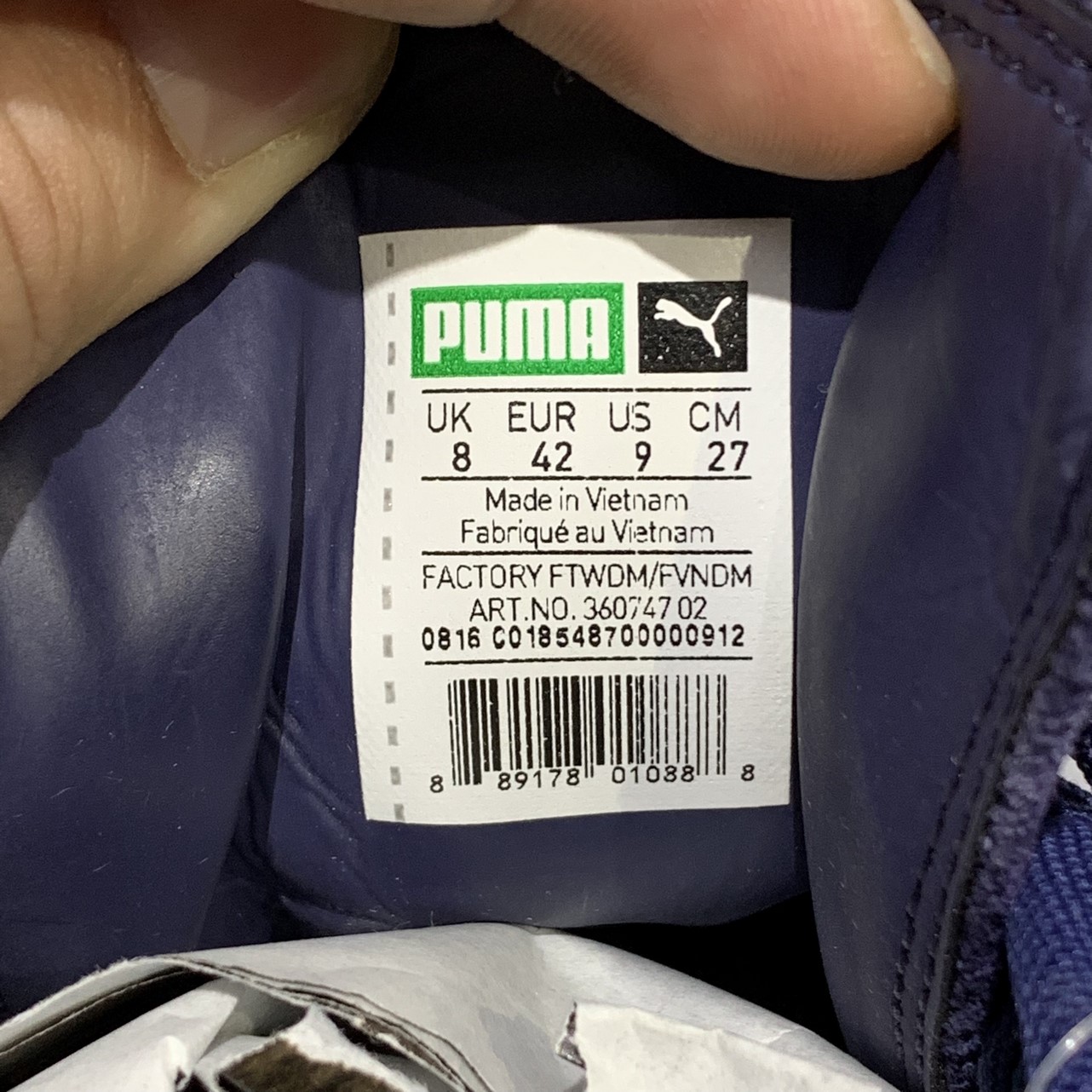 2hand giày Puma Suede Emboss 'Peacoat Gum' 360747‑02 size 42 PVN11734