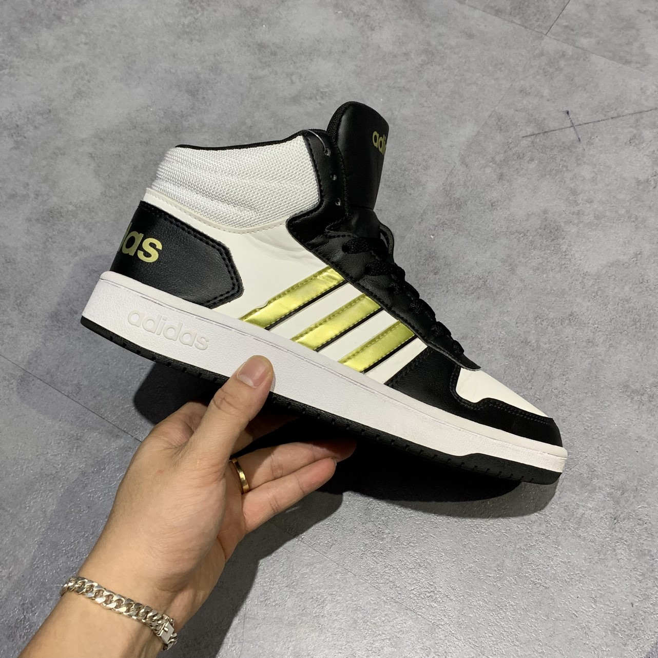 2hand Adidas neo Hoops 2.0 Mid 'White Blue Gold' H01197 SIZE 40 2/3 PVN11807